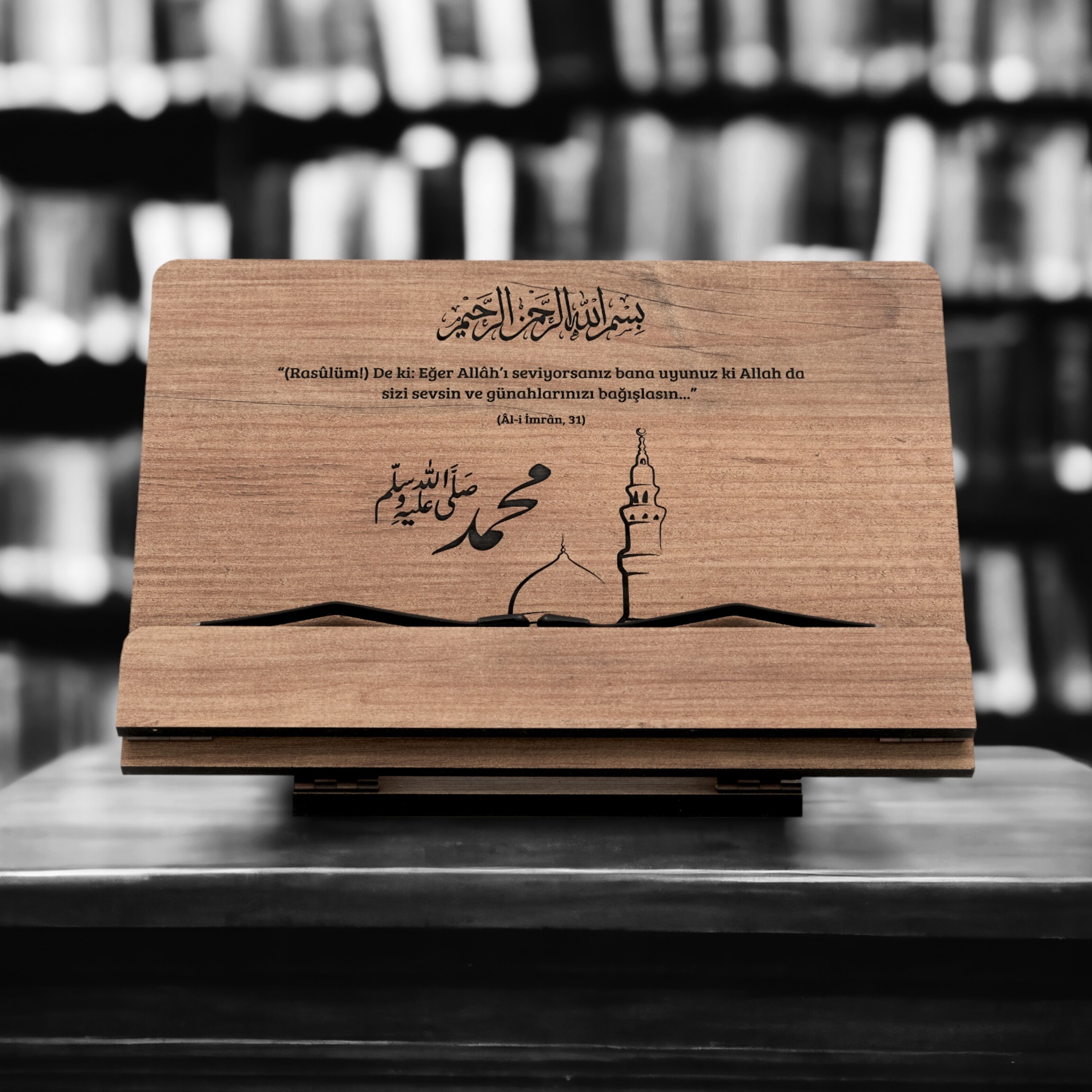 Kitap Okuma Standı Masaüstü Ahşap Kuran Rahlesi Tablet Tutucu