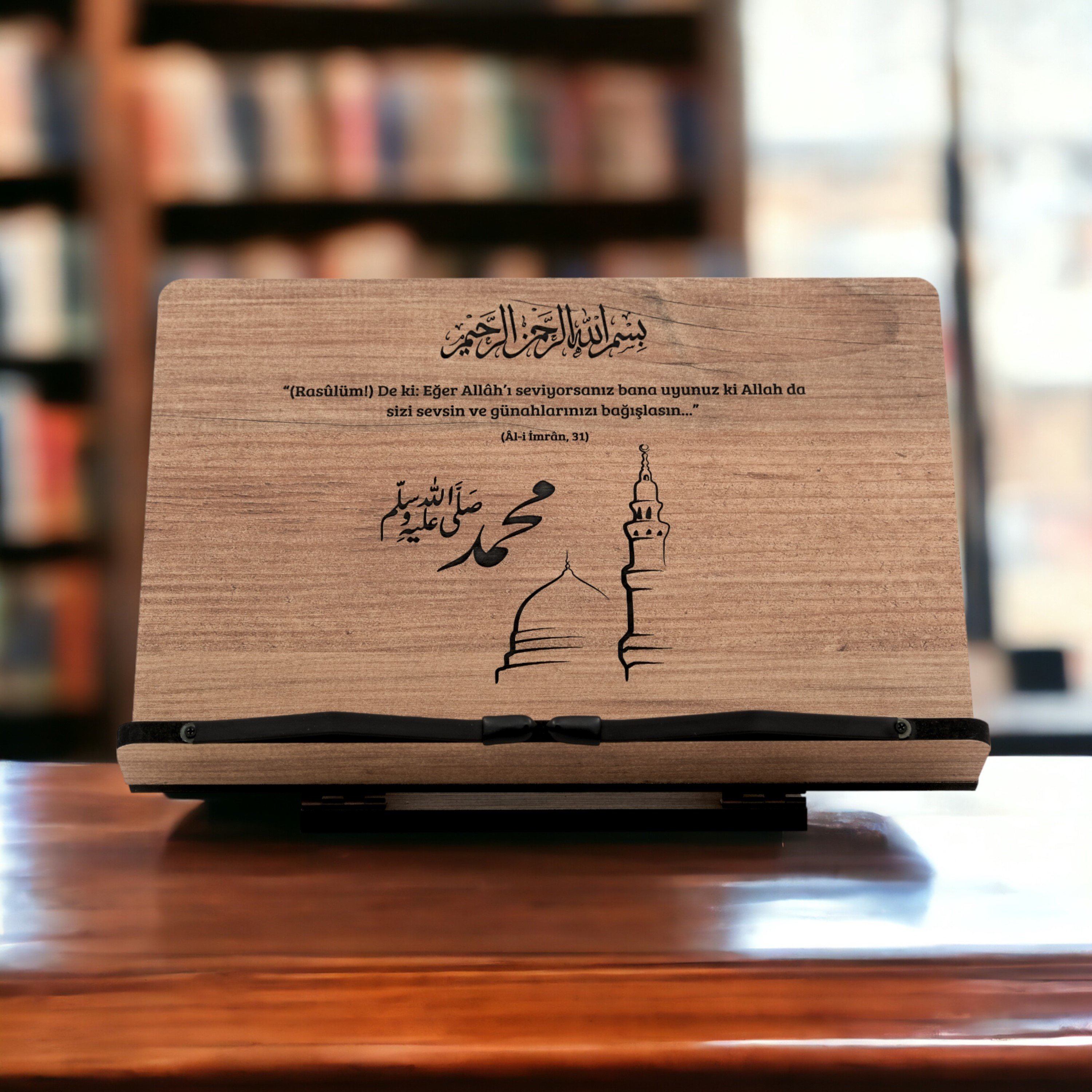 Kitap Okuma Standı Masaüstü Ahşap Kuran Rahlesi Tablet Tutucu