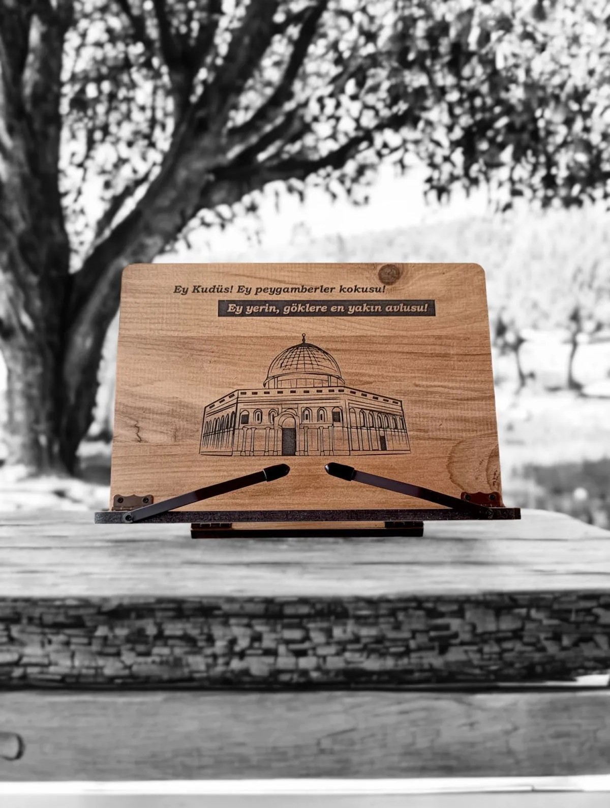 Kitap Okuma Standı Masaüstü Ahşap Kuran Rahlesi Tablet Tutucu