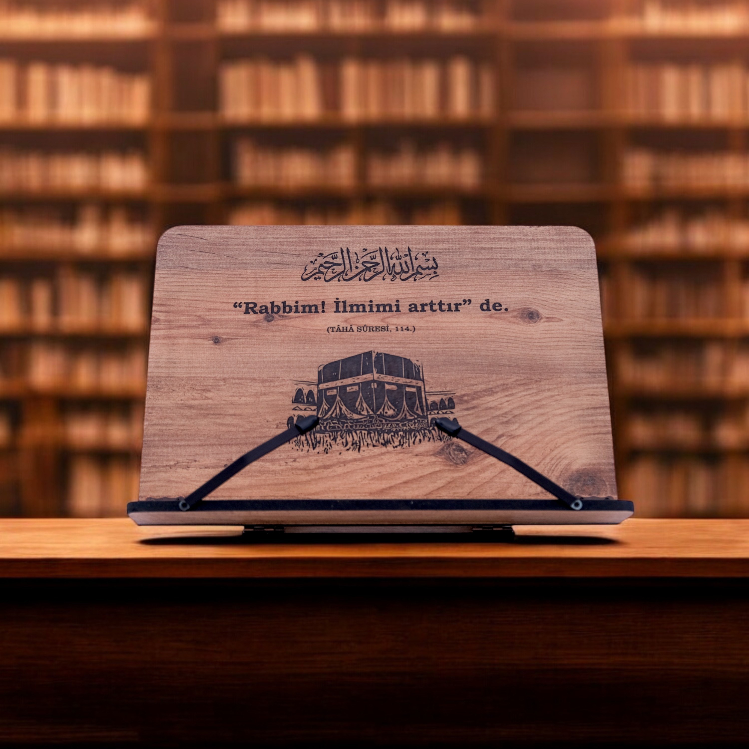 Büyük Boy Kitap Okuma Standı Masaüstü Ahşap Kuran Rahlesi Tablet Tutucu