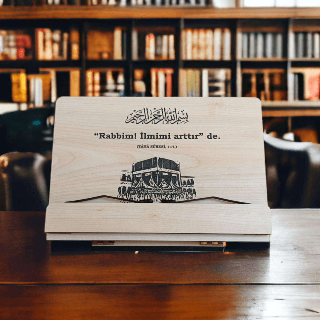 Kitap Okuma Standı Masaüstü Ahşap Kuran Rahlesi Tablet Tutucu