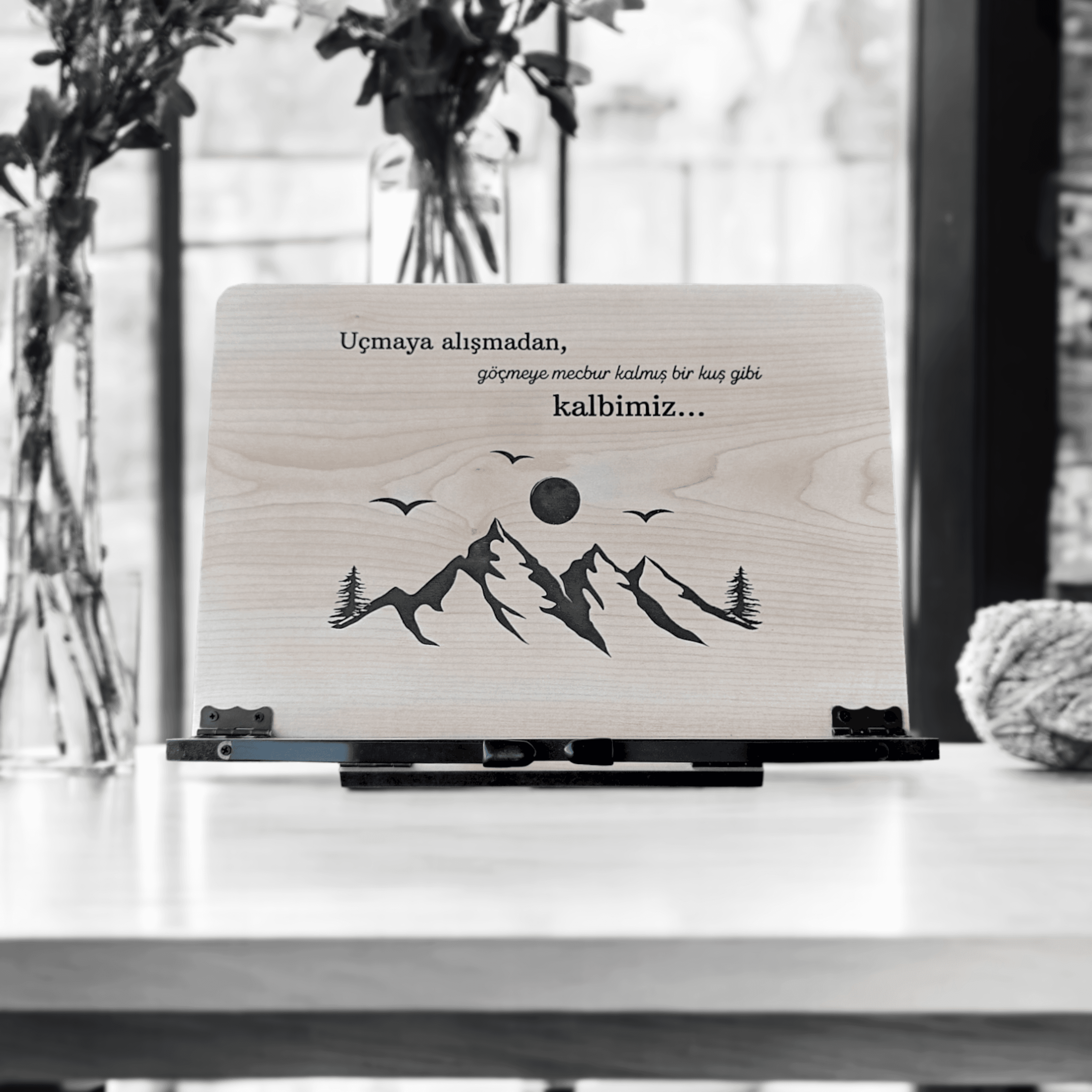 Kitap Okuma Standı Masaüstü Ahşap Kuran Rahlesi Tablet Tutucu