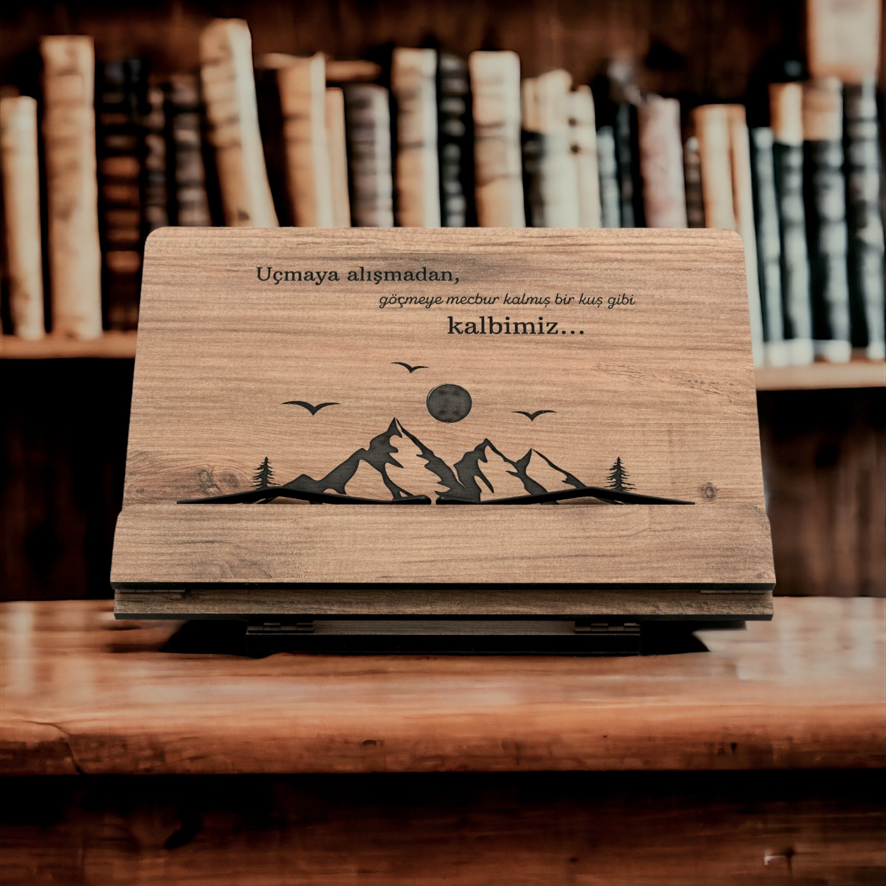 Kitap Okuma Standı Masaüstü Ahşap Kuran Rahlesi Tablet Tutucu