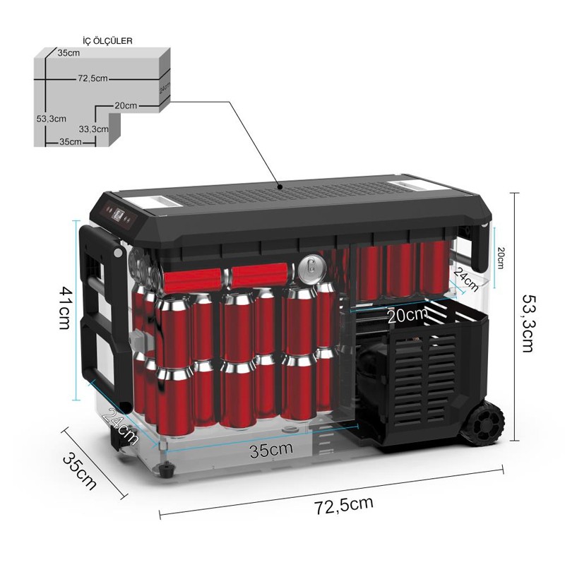 ICECO JP50PRO 12/24Volt 47 Litre Tekerlekli Outdoor Kompresörlü Oto Buzdolabı/Dondurucu