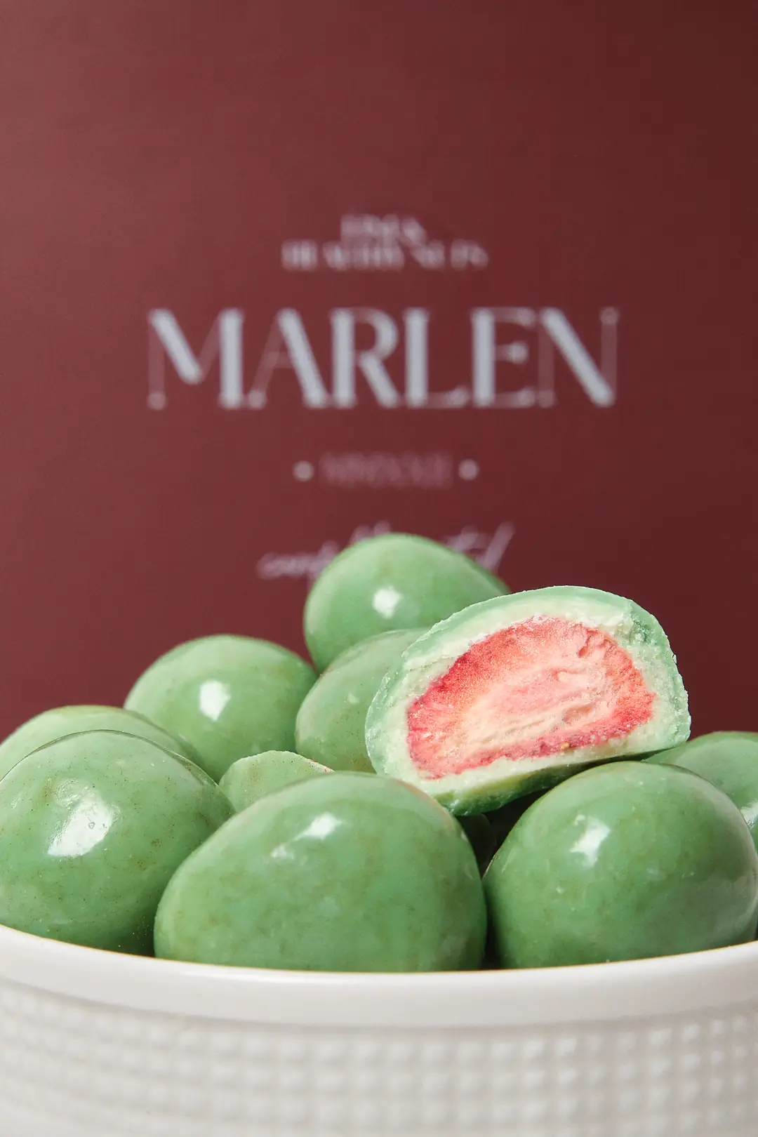 Matcha Kaplı Çilek Draje | The Marlen