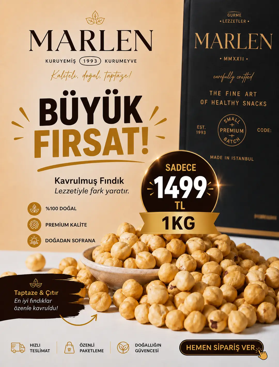 Kavrulmuş Fındık 1 KG
