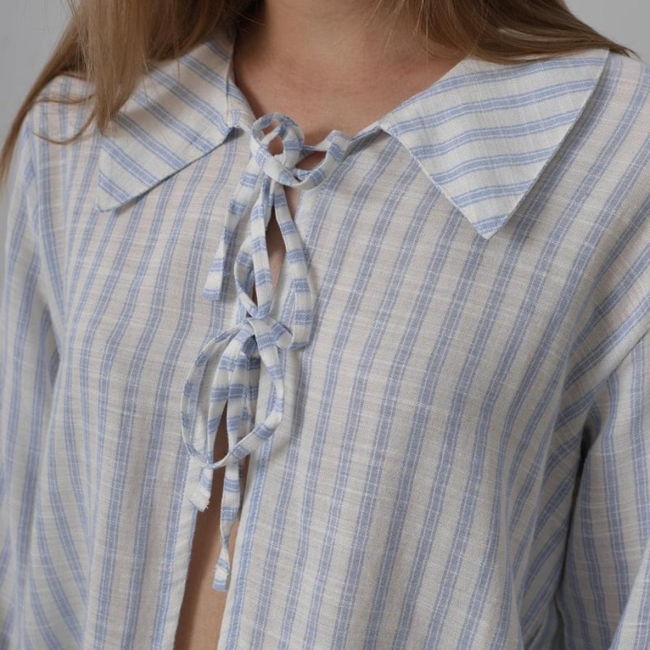 Çizgili Bağlamalı Pantolon Takım