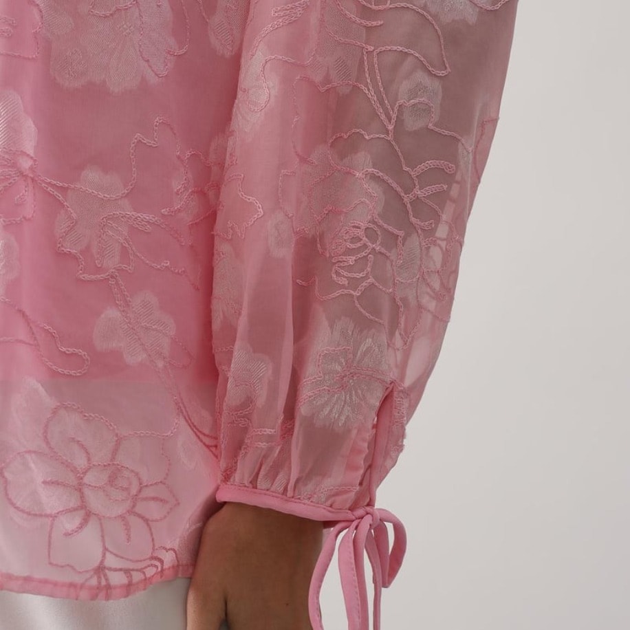 Şifon Desenli Bağlamalı Bluz