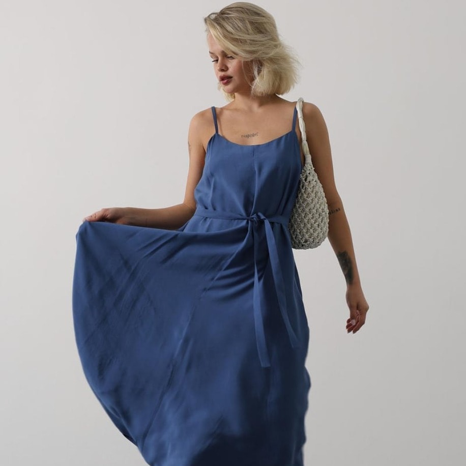 Askılı Basic Uzun Elbise