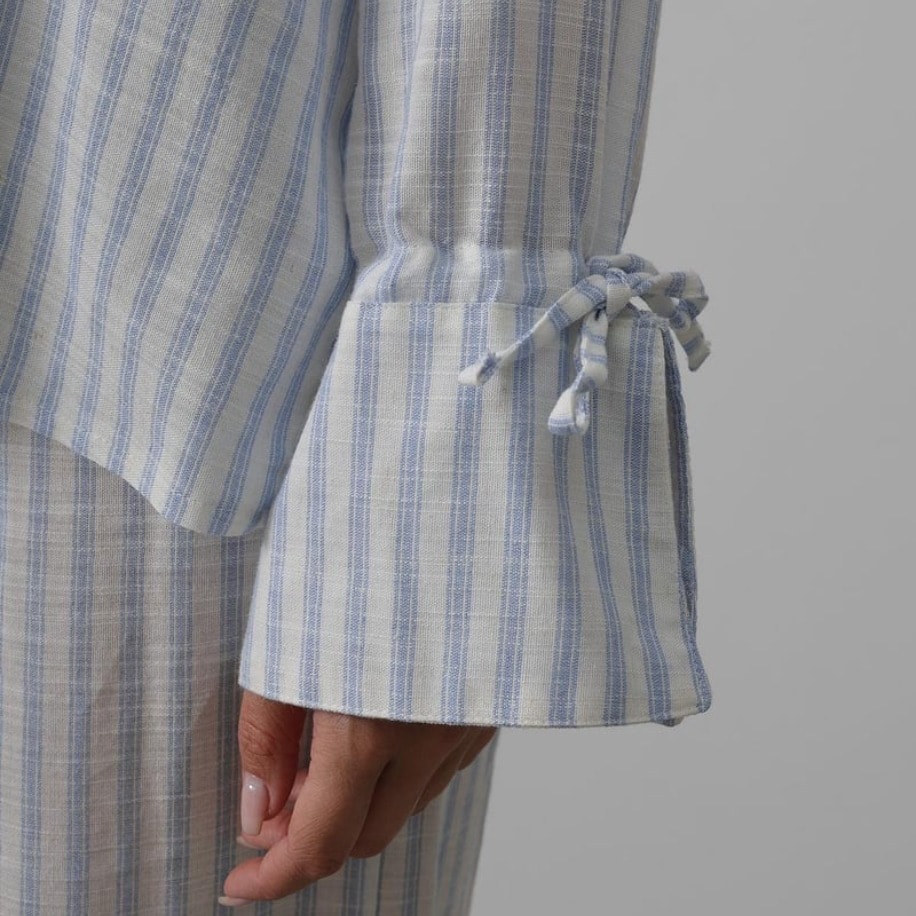 Çizgili Bağlamalı Pantolon Takım