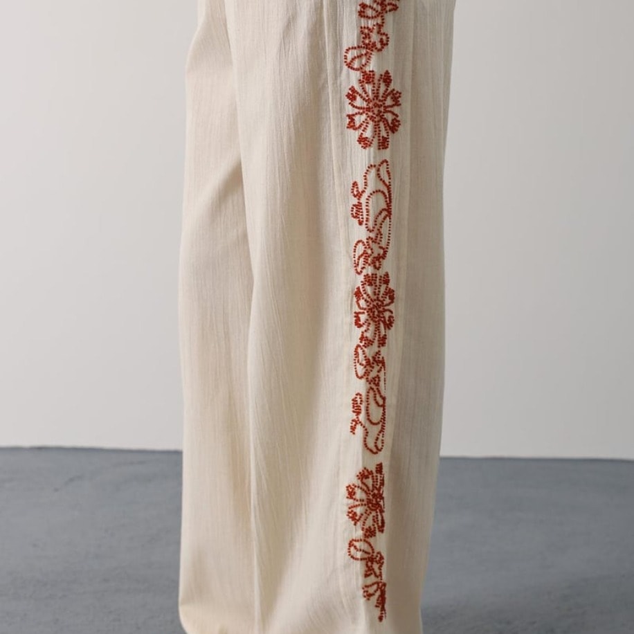 Boncuk İşlemeli Askılı Pantolon Takım