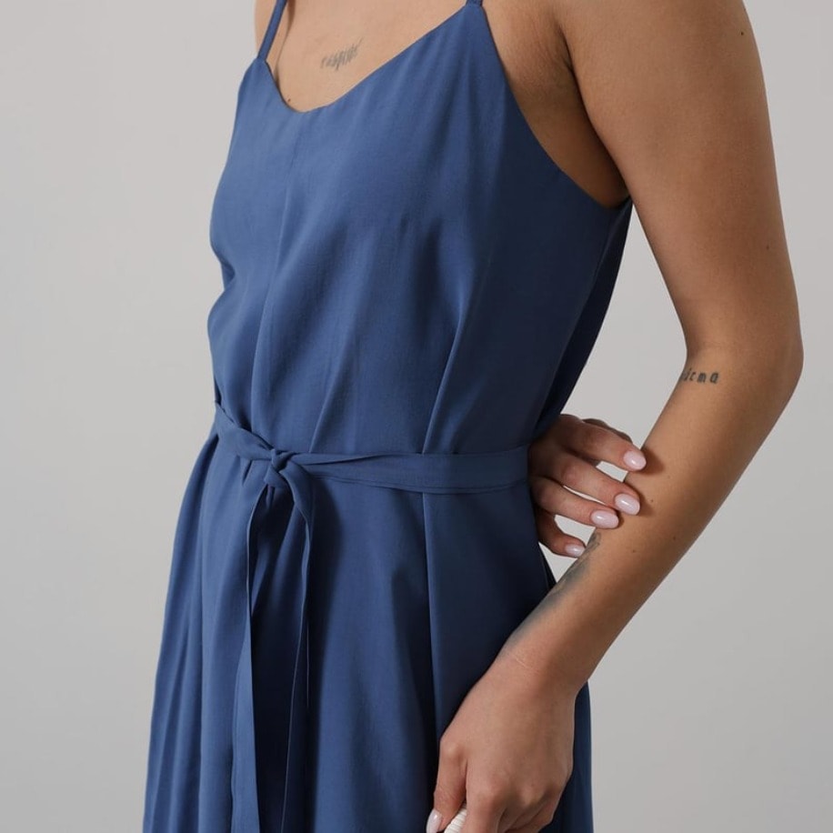 Askılı Basic Uzun Elbise