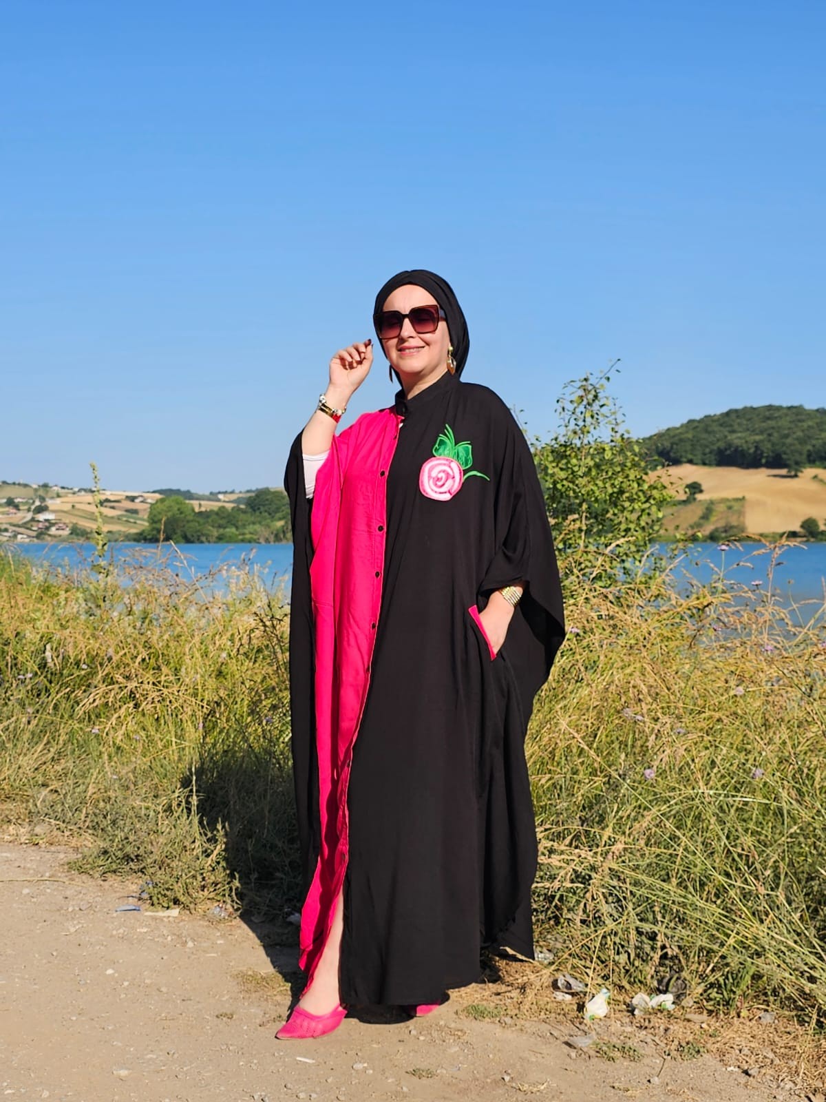 FUŞYA-SİYAH NAKIŞLI ELBİSE
