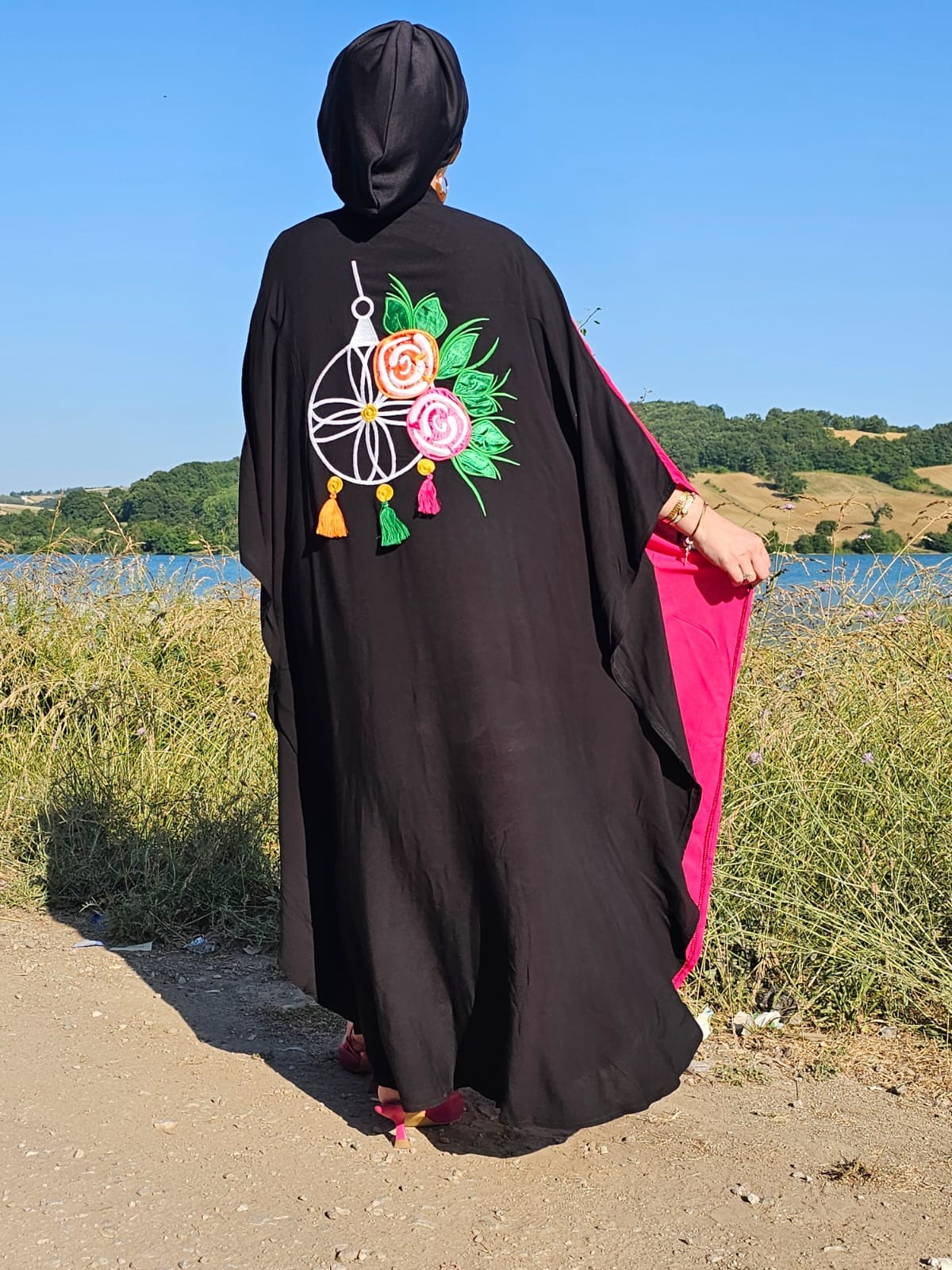 FUŞYA-SİYAH NAKIŞLI ELBİSE