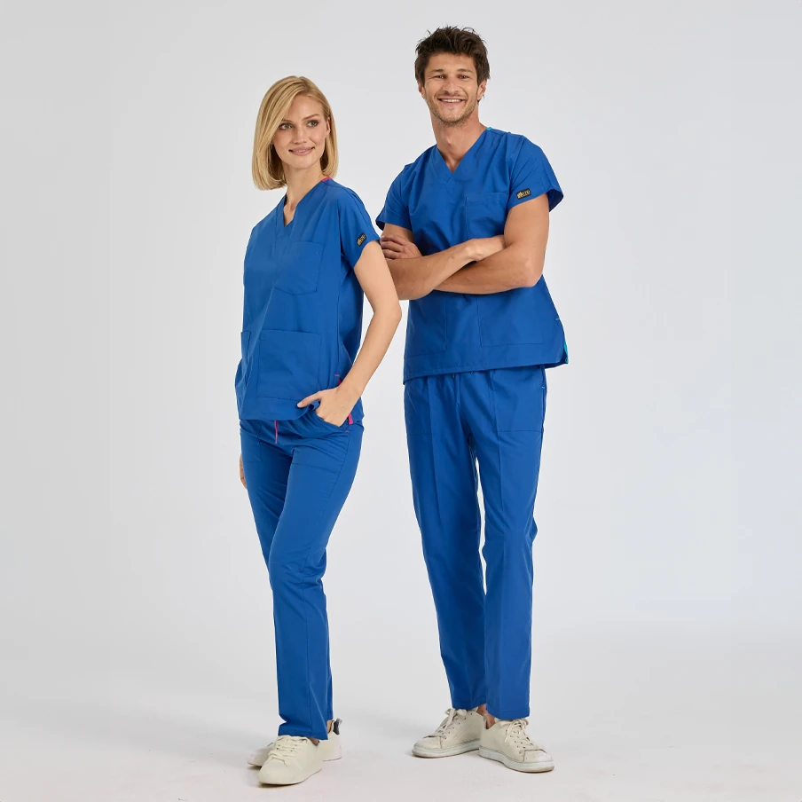 Parlement mavisi Dr Greys Terikoton Takım (İnce Kumaş)