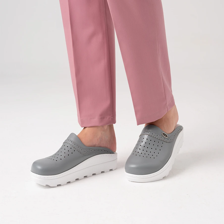 Gri Bayan Gold Fit Deri Sabo Terlik