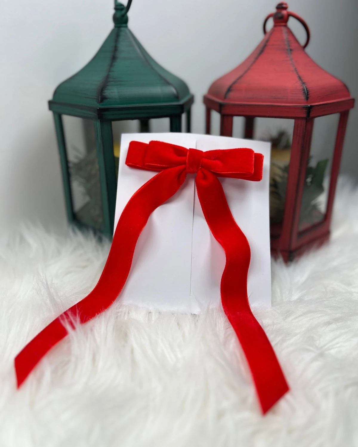 KADİFE FİYONK SAÇ TOKASI - Kırmızı