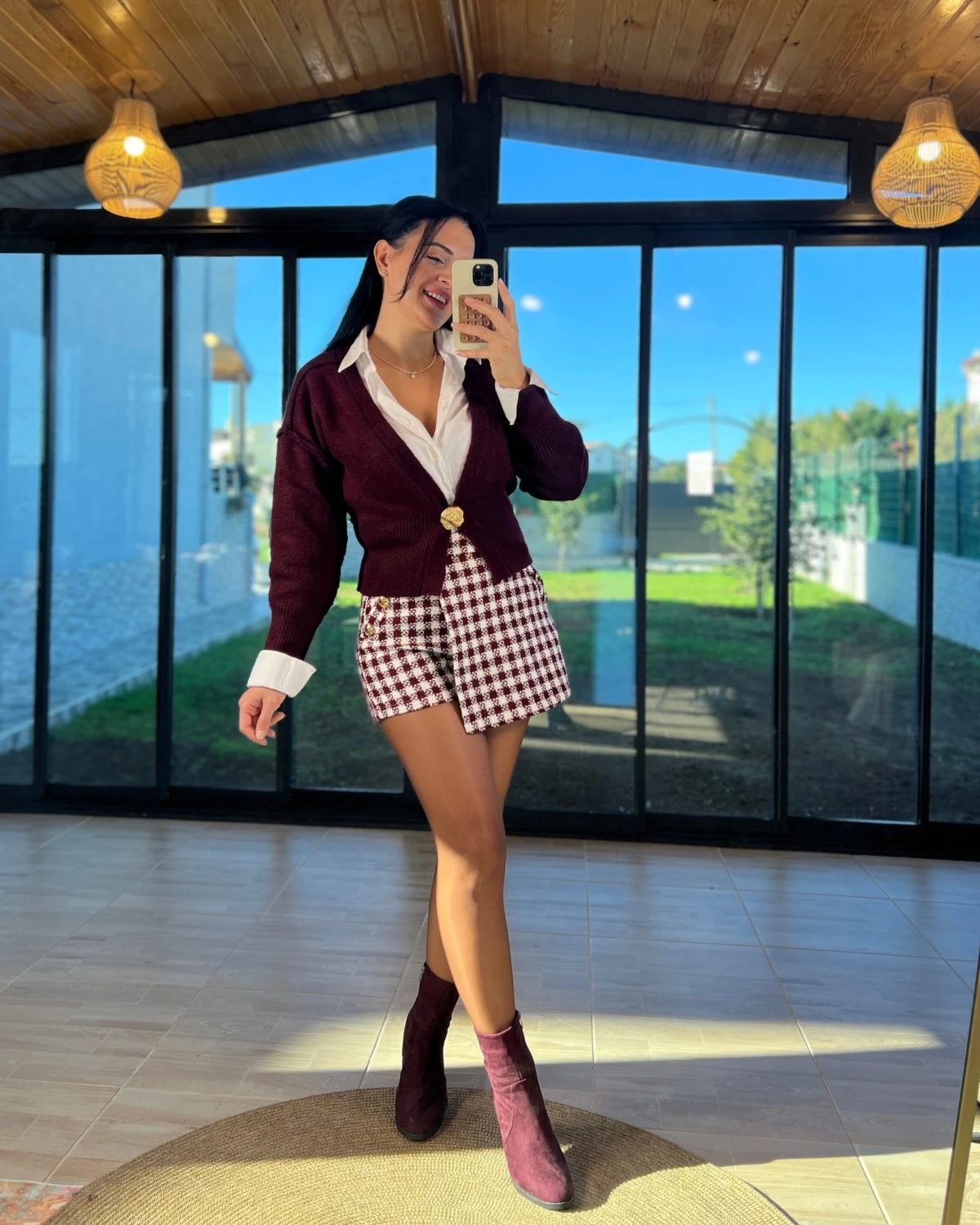 TÜVİT MİNİ ŞORT ETEK - Bordo