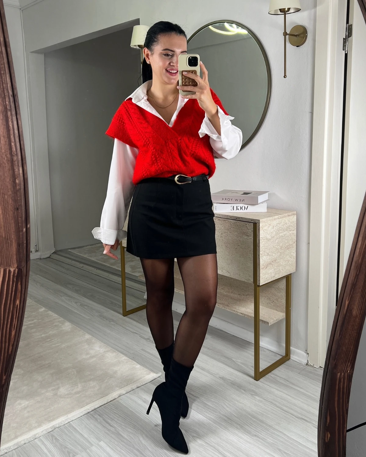 GOLD TOKALI KEMERLİ TOK KUMAŞ MİNİ ETEK 