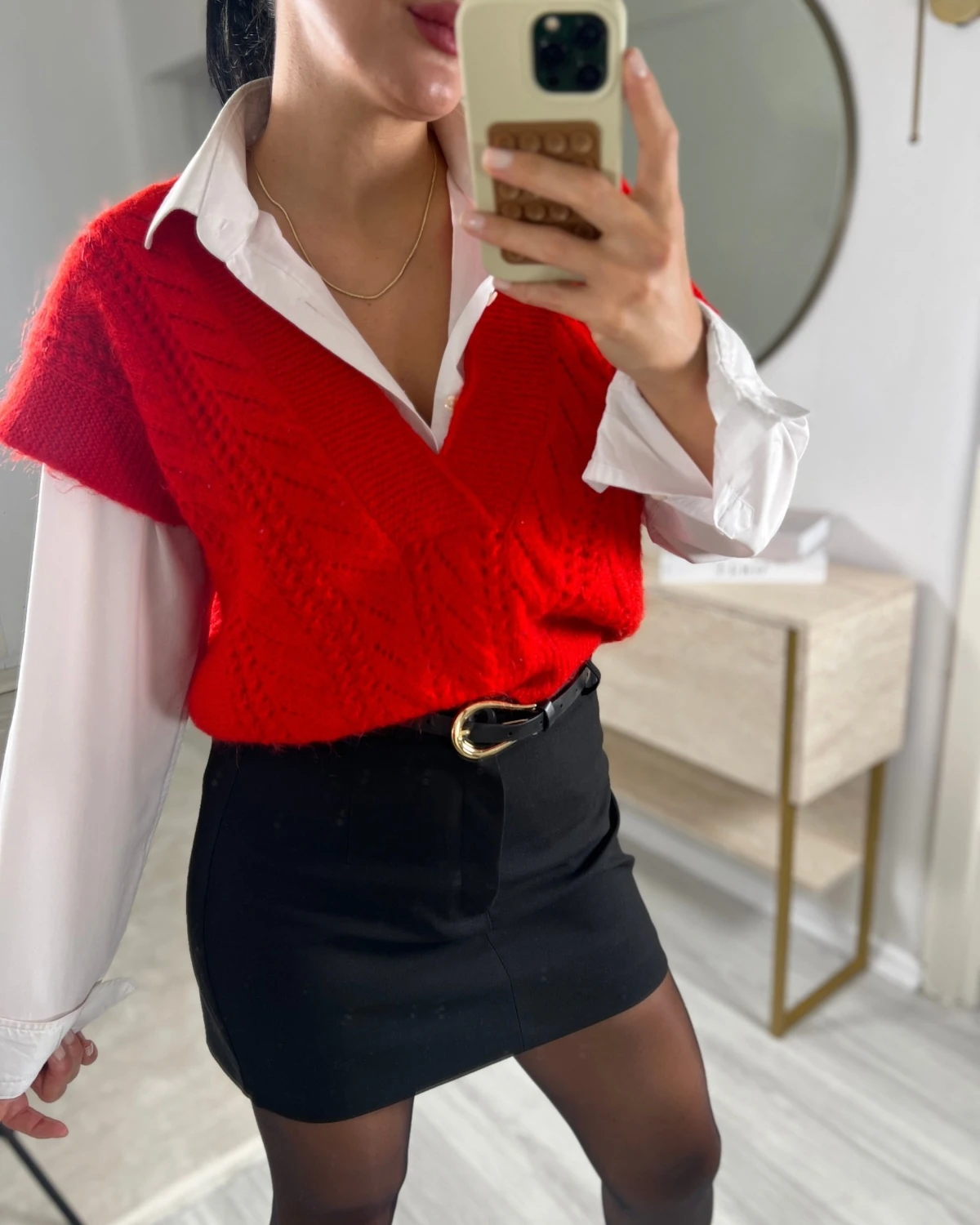 GOLD TOKALI KEMERLİ TOK KUMAŞ MİNİ ETEK 