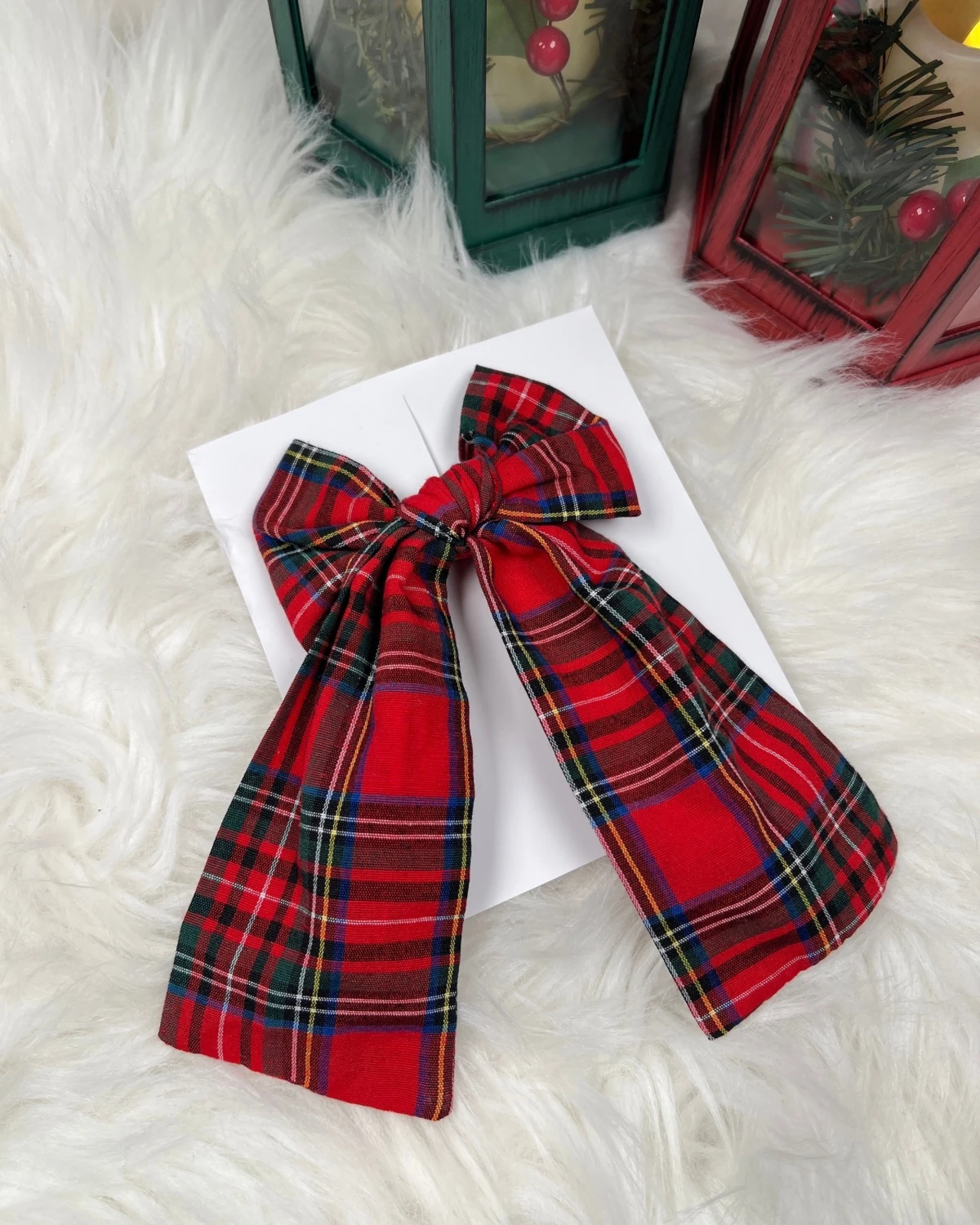 EKOSE DESENLİ KIRMIZI FİYONK SAÇ TOKASI - Kırmızı