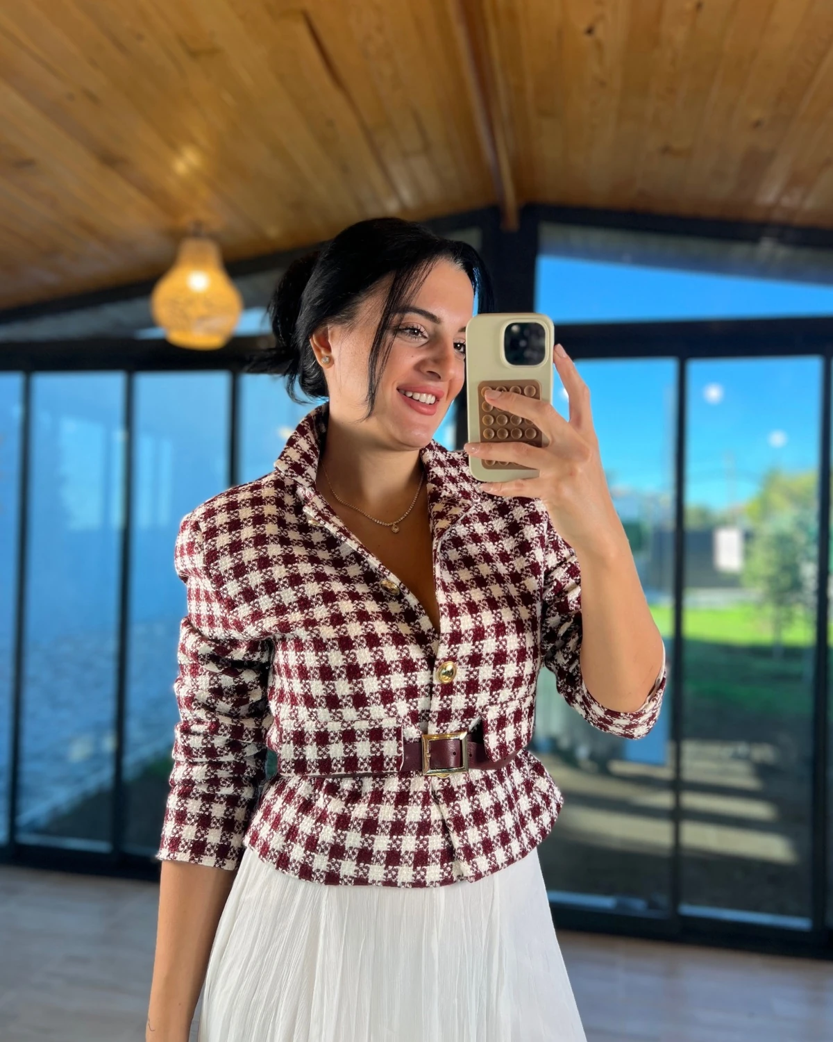 TÜVİT GOLD DÜĞMELİ CEKET - Bordo