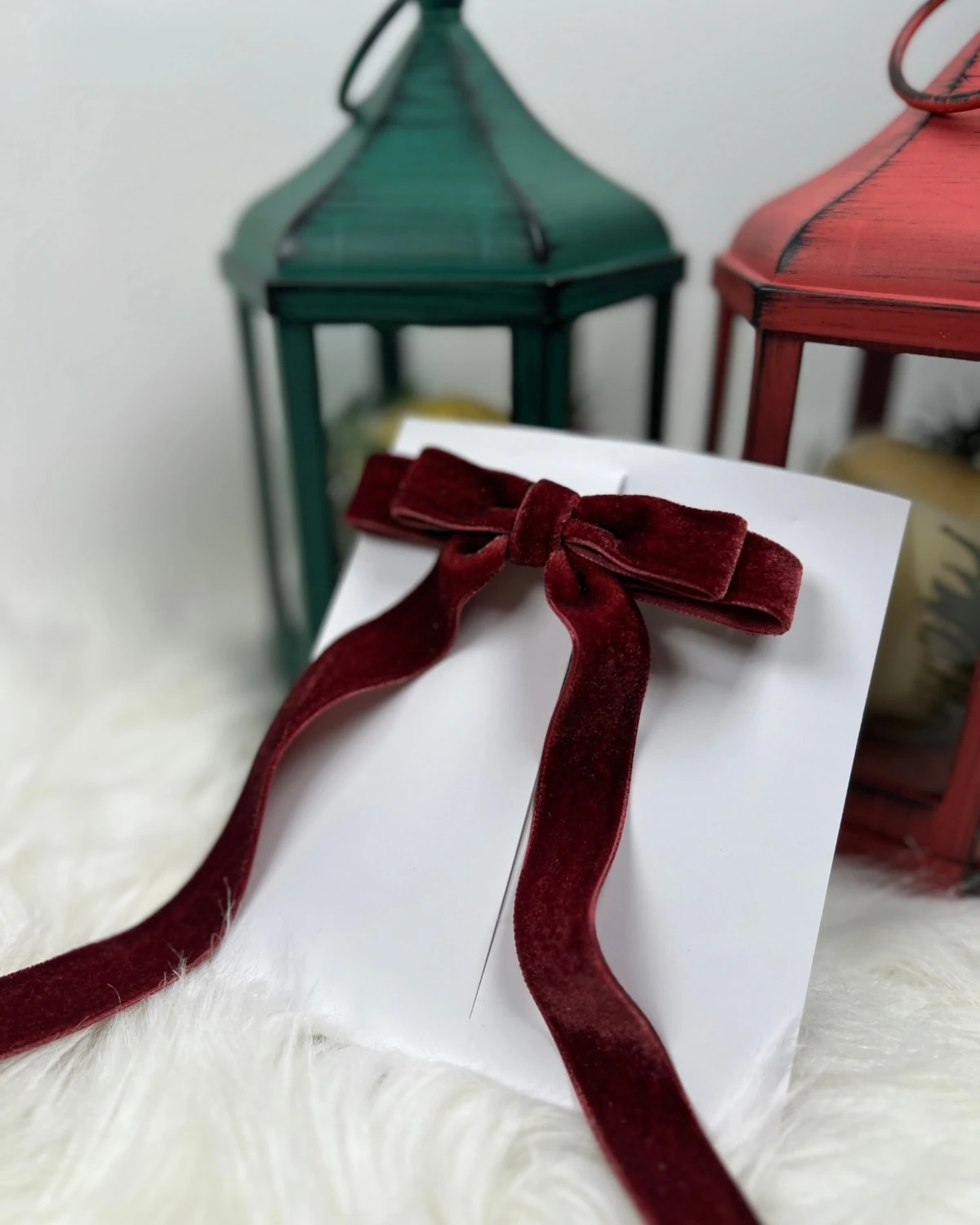 KADİFE FİYONK SAÇ TOKASI - Bordo