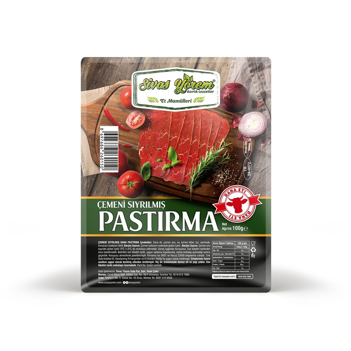 Çemensiz Pastırma 100gr