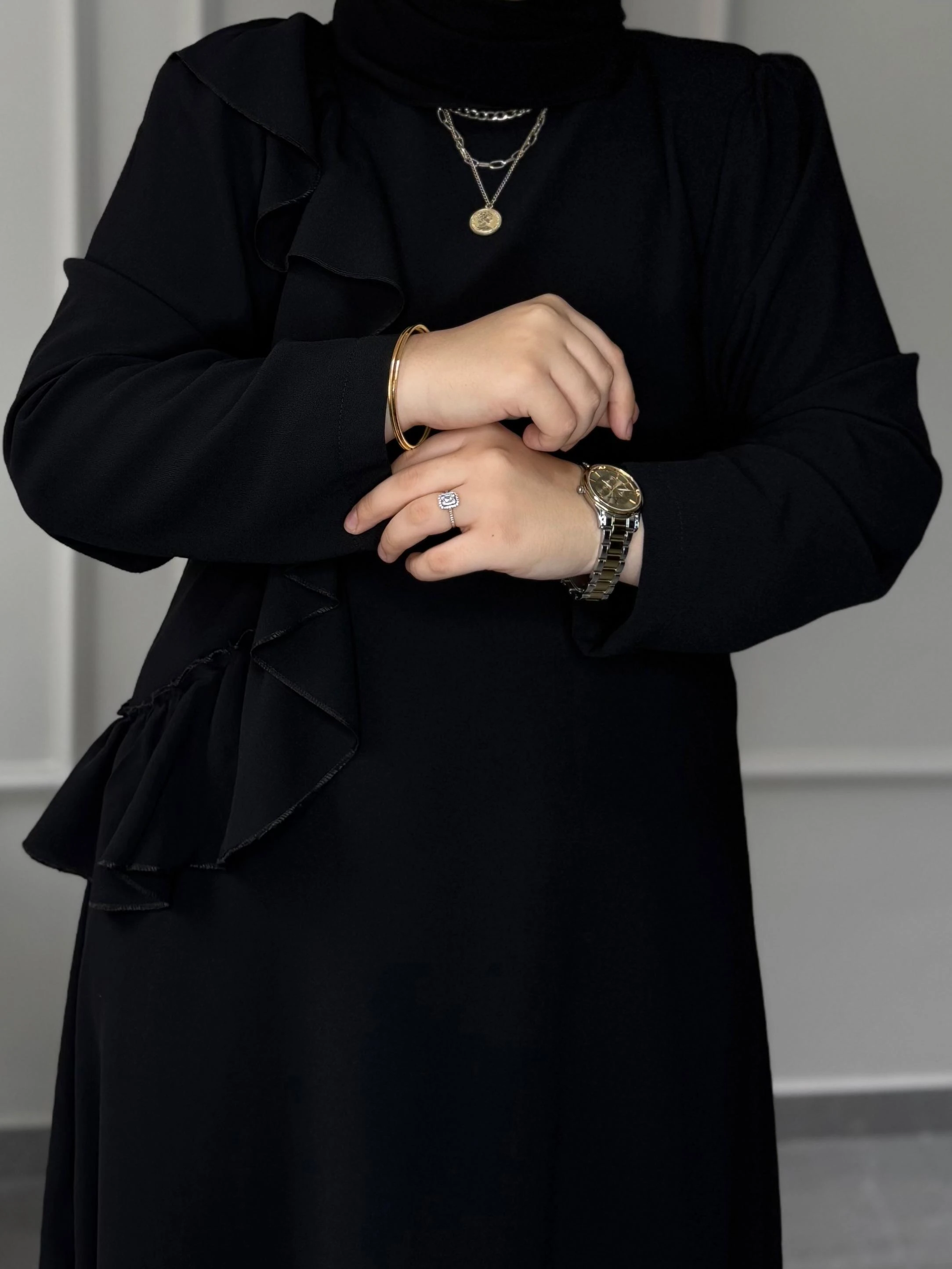  BÜYÜK BEDEN TESETTÜR MODEL İLAYDA DOUBLE KREP ABİYE ELBİSE