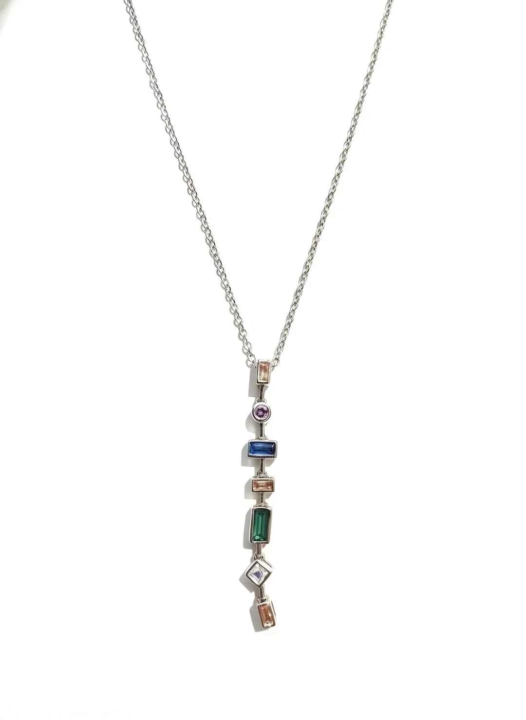 Renkli Baget Taşlı Kolye