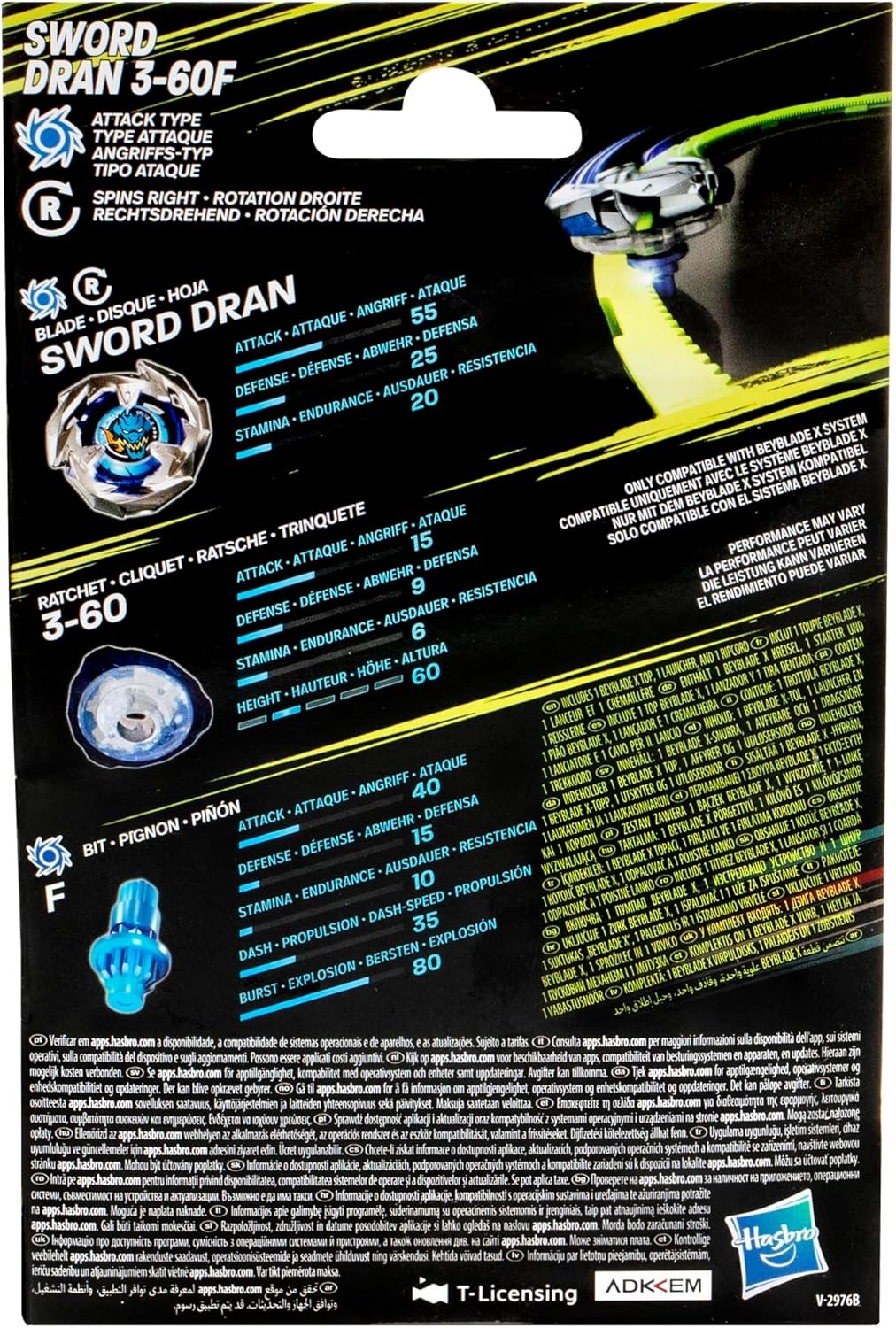 Beyblade X Sword Dran 3-60F BX-01 