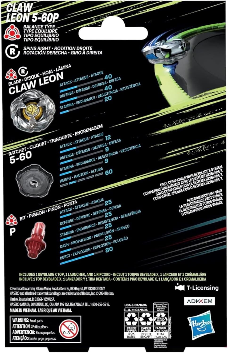 Beyblade X BX-15 Claw Leon 5-60P 