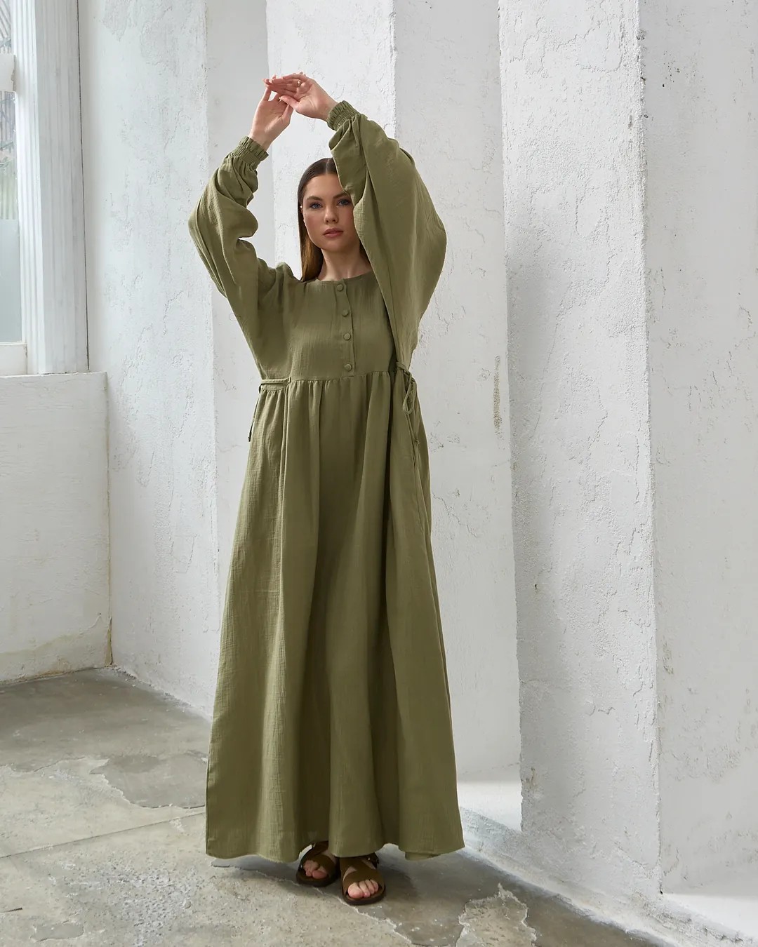 0037 Yandan Bağlamalı Müslin Elbise