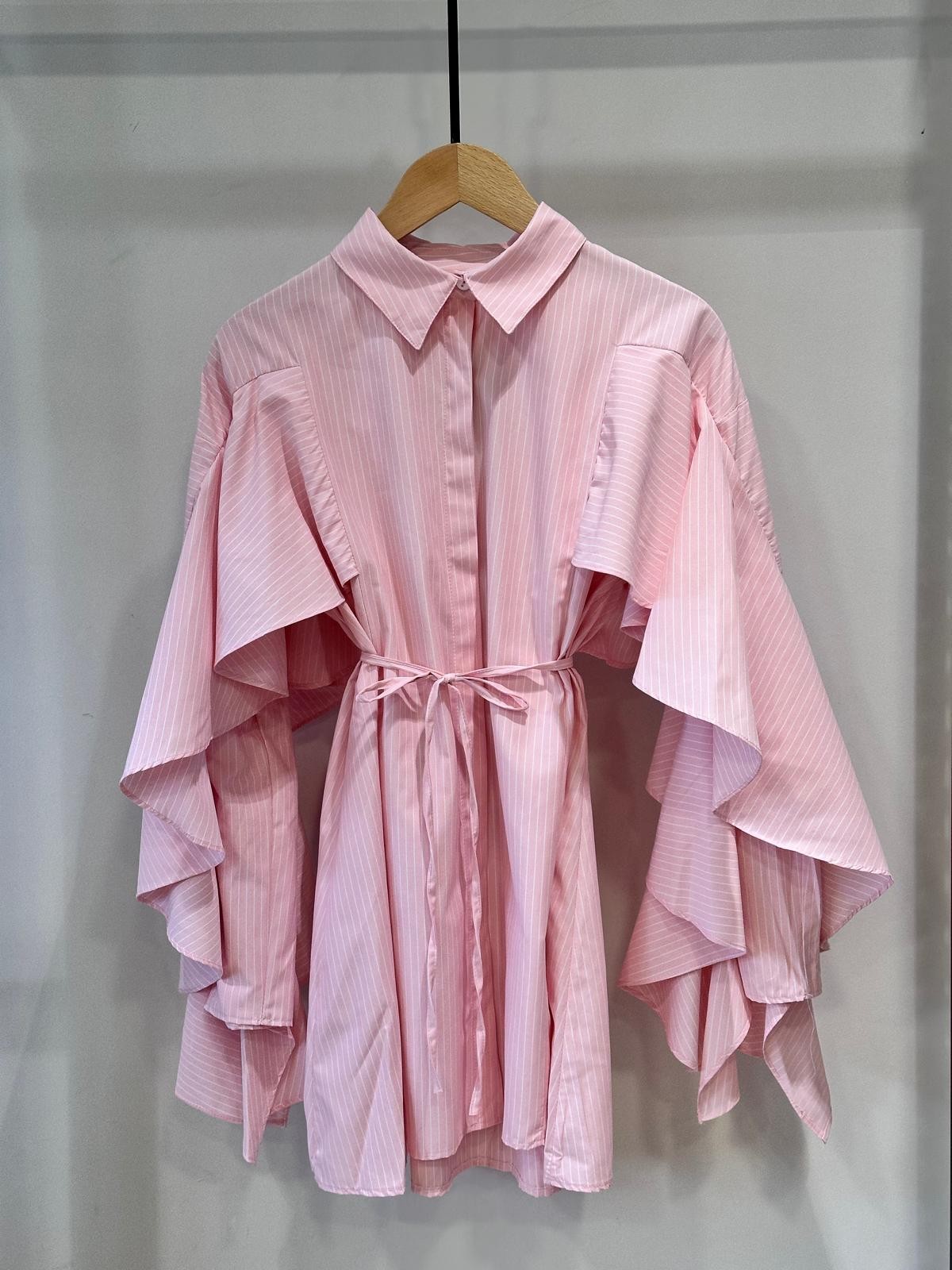 ALYA Fırfırlı Gömlek - pembe