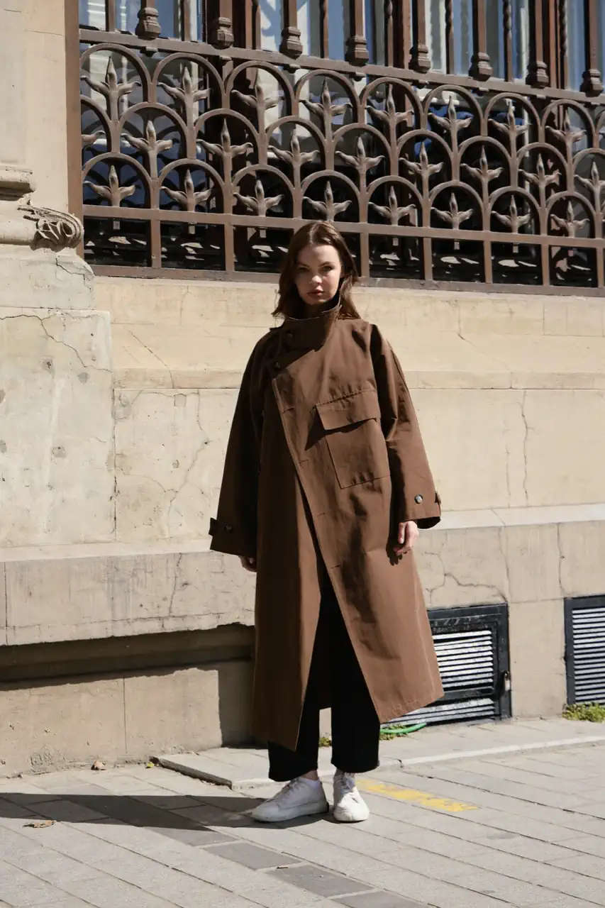 006-STİL TRENÇ - Kahverengi