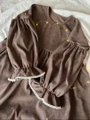 0015 kolu dantelli elbise  - vizon