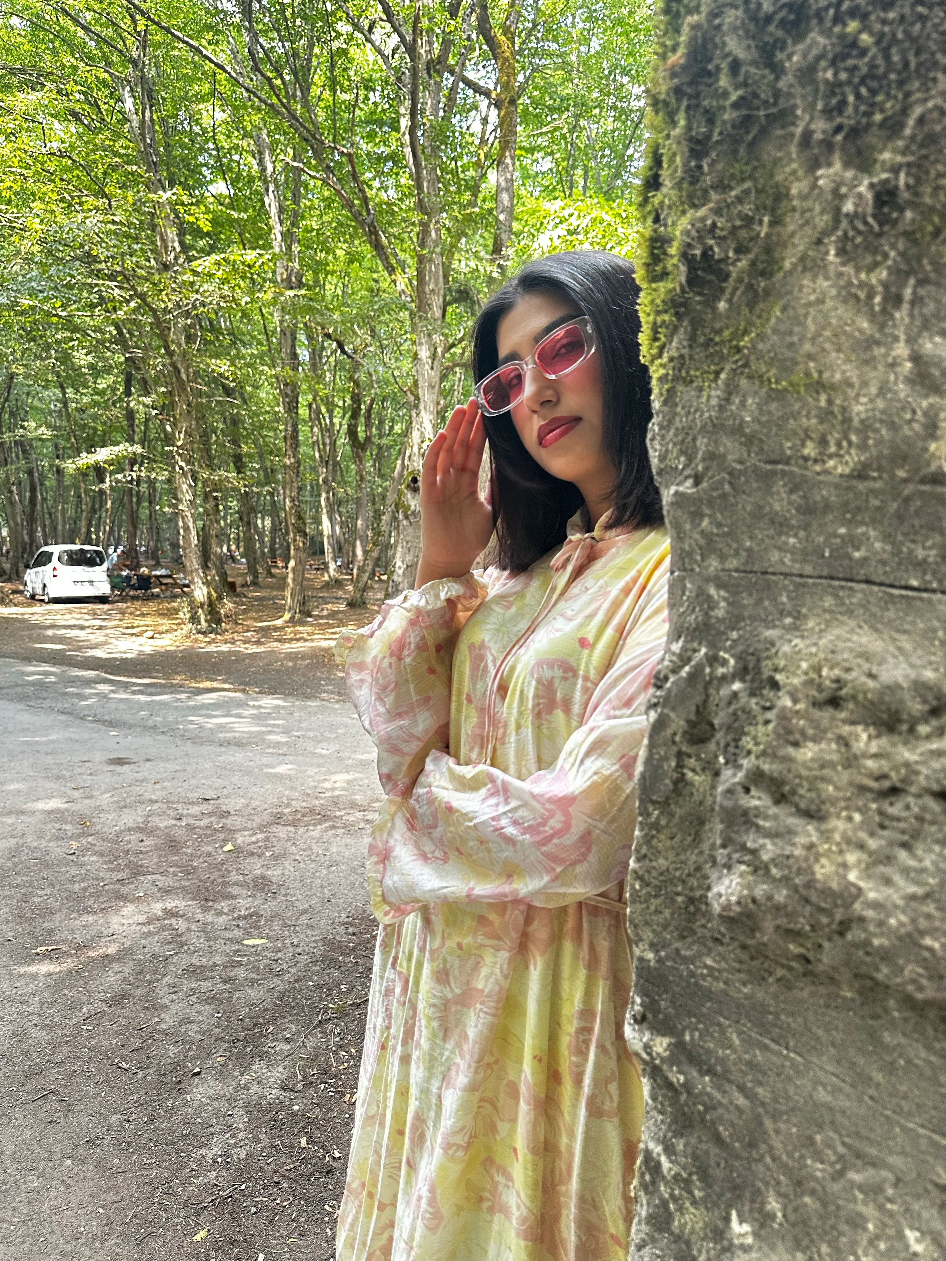 004-Tül modal elbise  - pembe