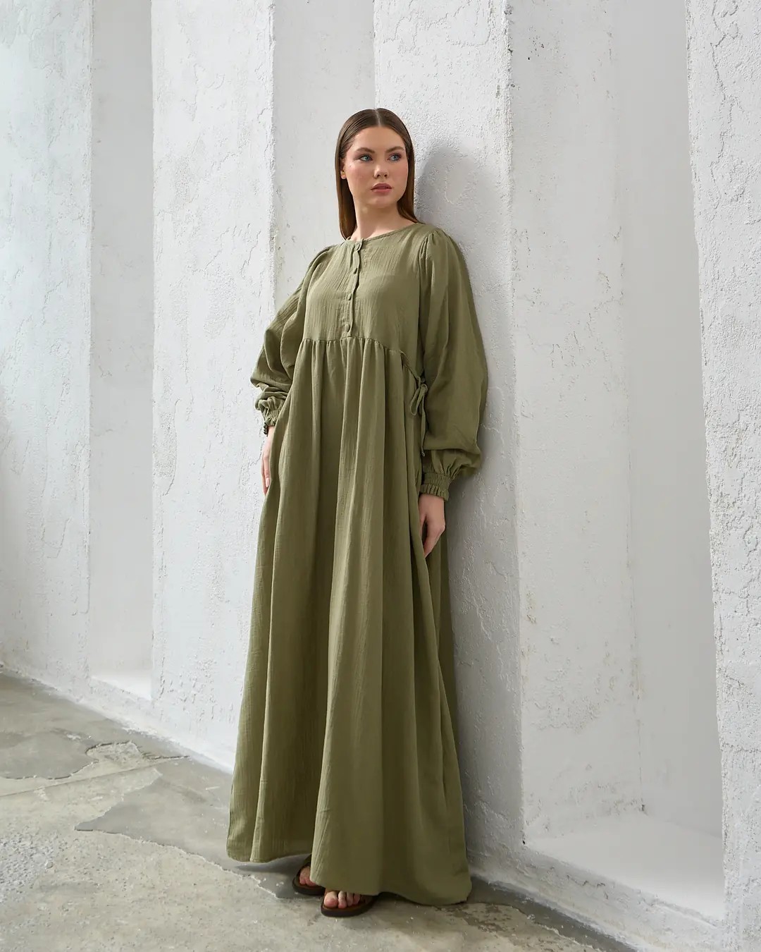 0037 Yandan Bağlamalı Müslin Elbise