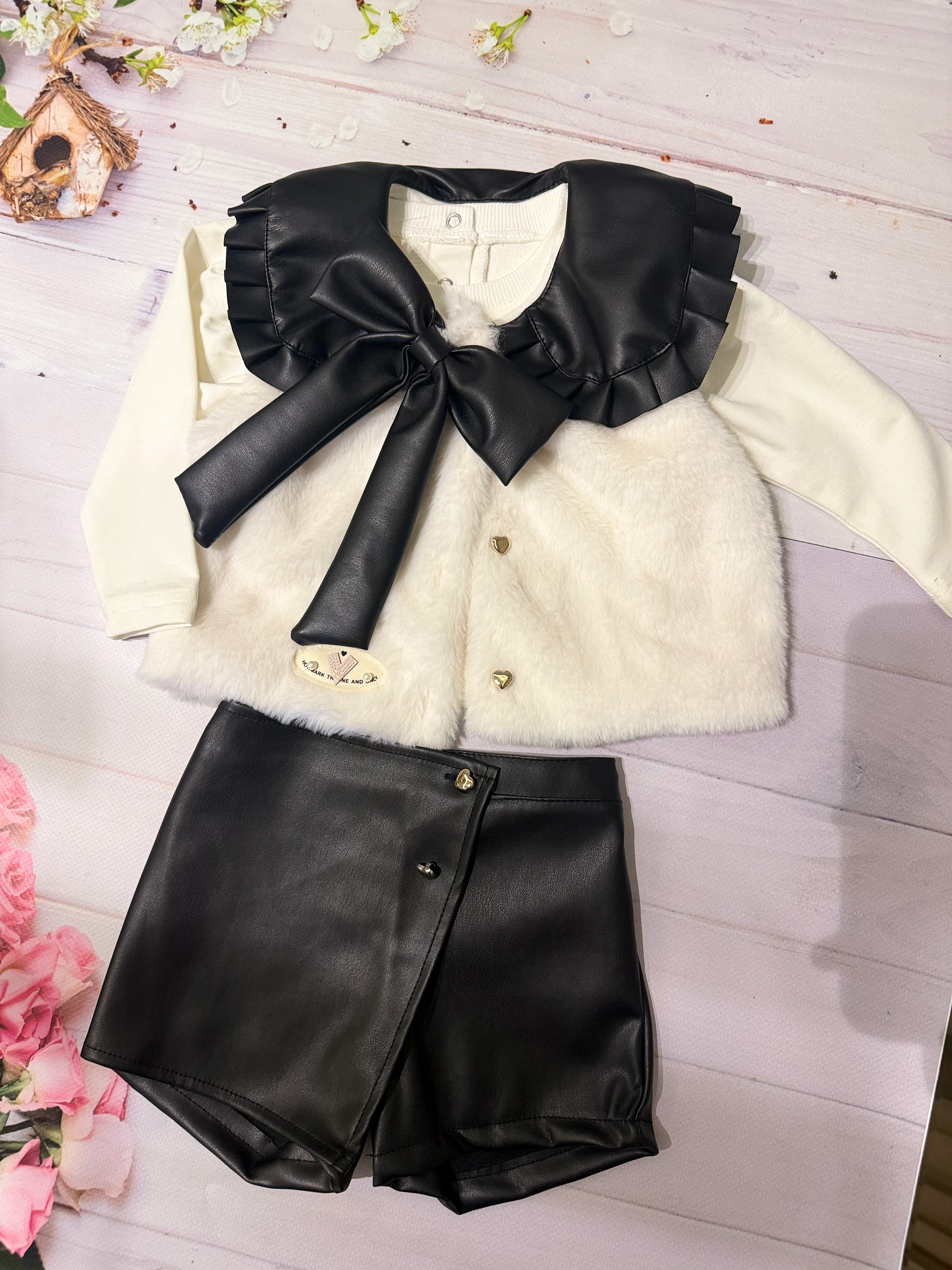 Peluş Yelekli 3'lü Takım