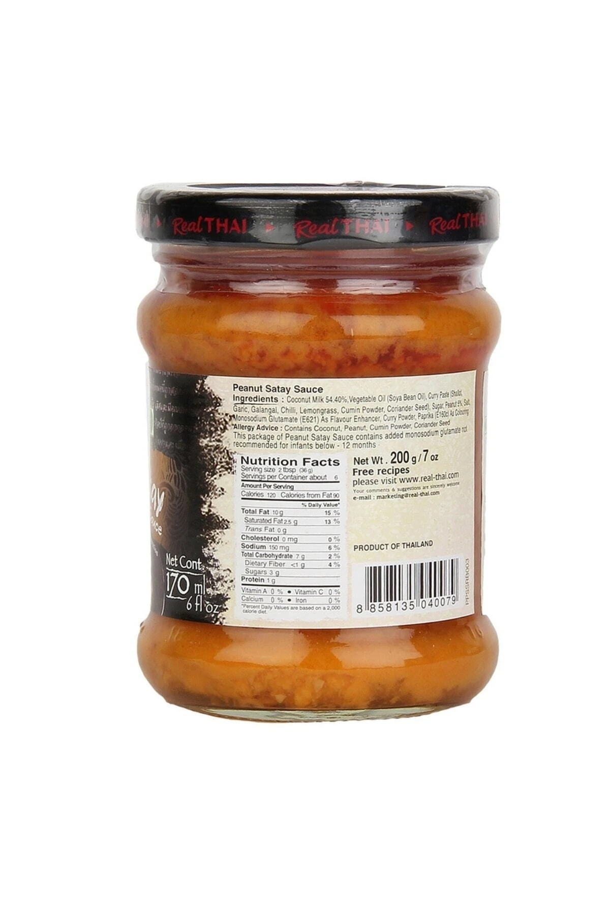 Original Fıstıklı Satay Sosu Thai Cuisine Peanut Satay Sauce, 170 Ml