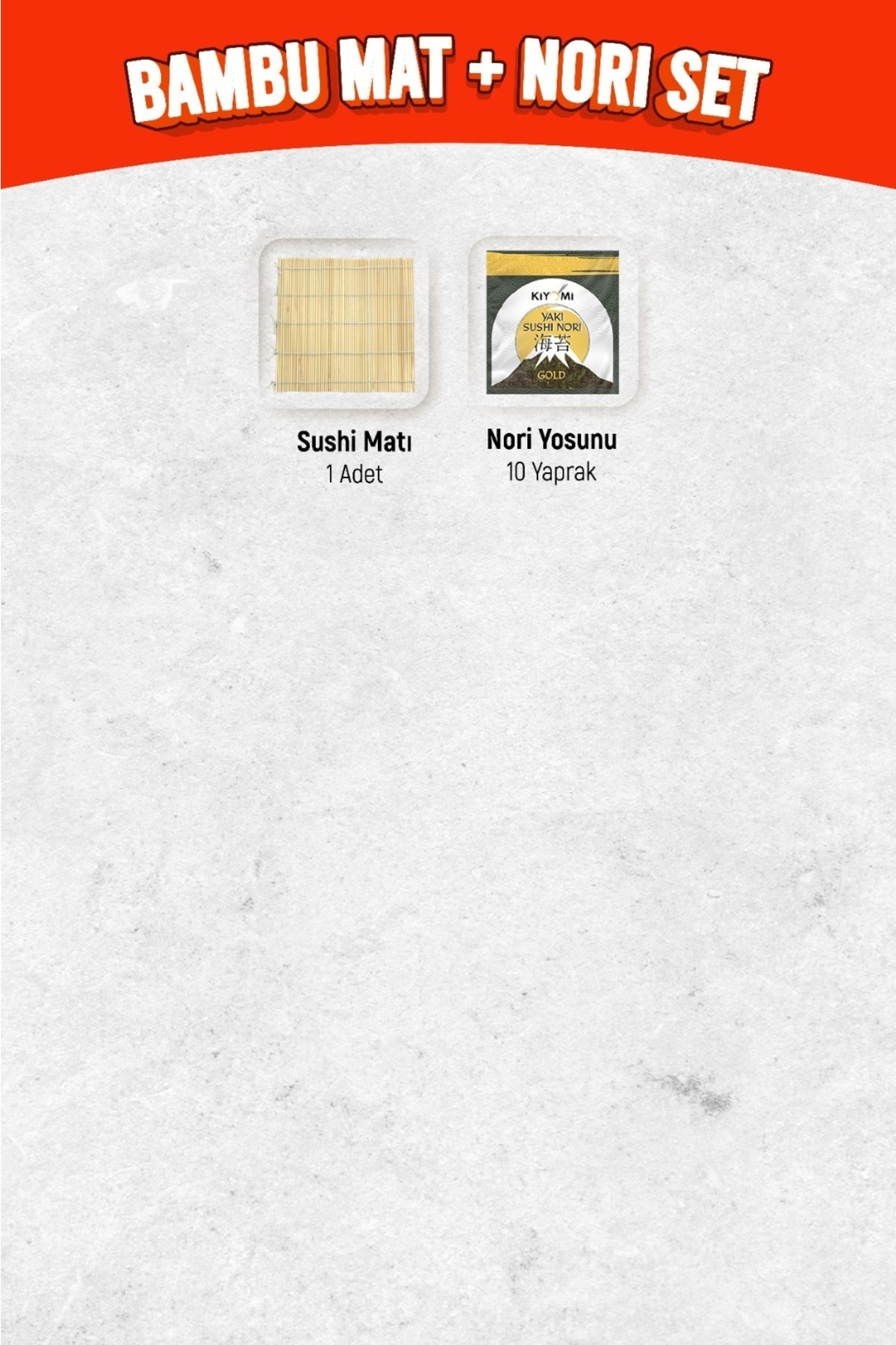 Organik Bambu Sushi Mat + Doğal Nori Sushi Yosunu