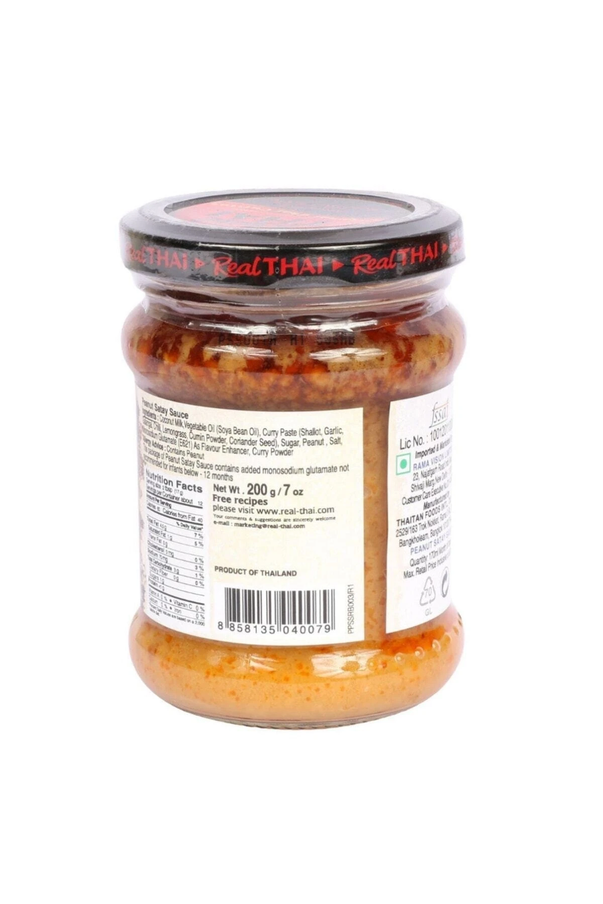 Original Fıstıklı Satay Sosu Thai Cuisine Peanut Satay Sauce, 170 Ml