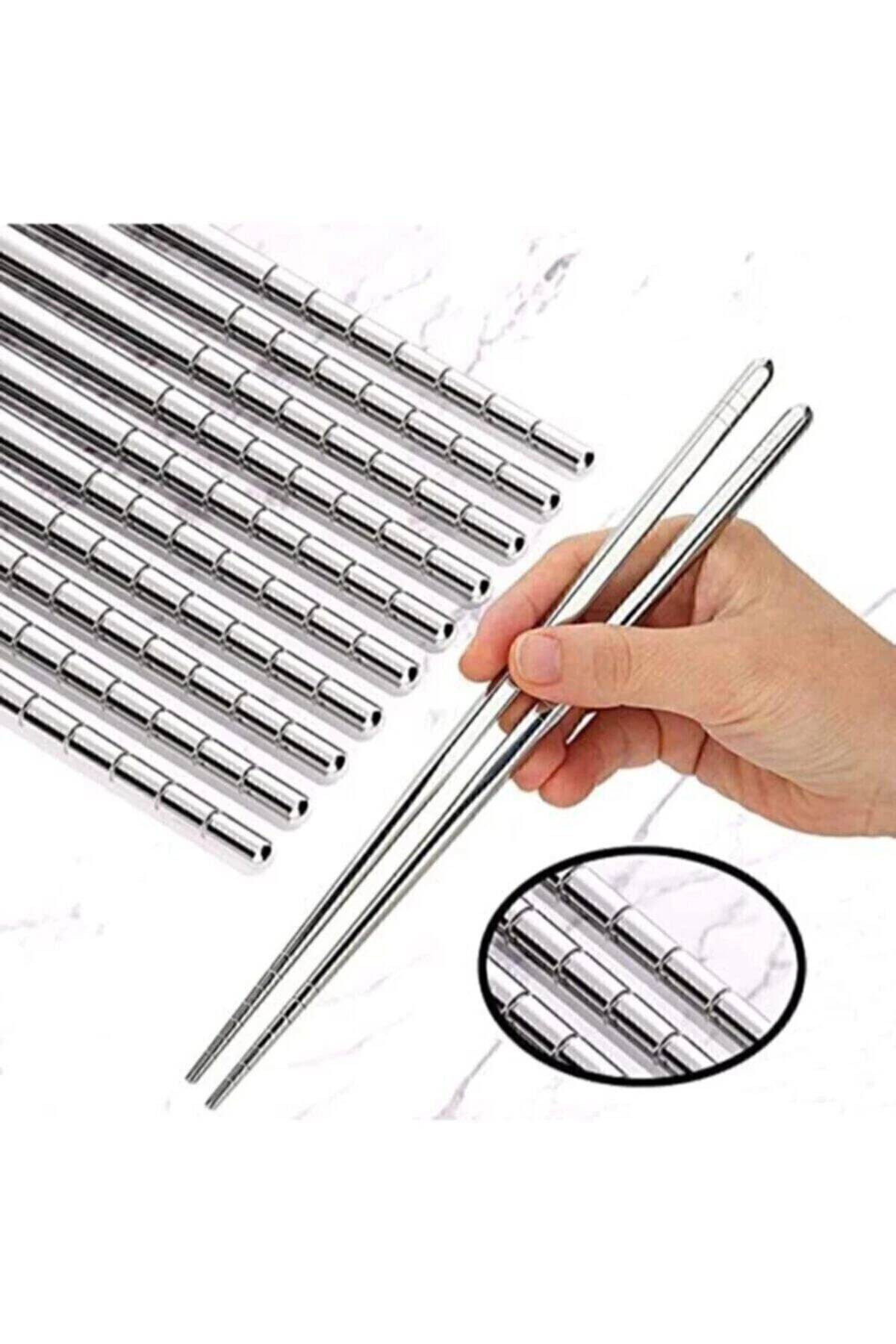 Metal Chopstick 5'li Paslanmaz Çelik Çin Çubuğu