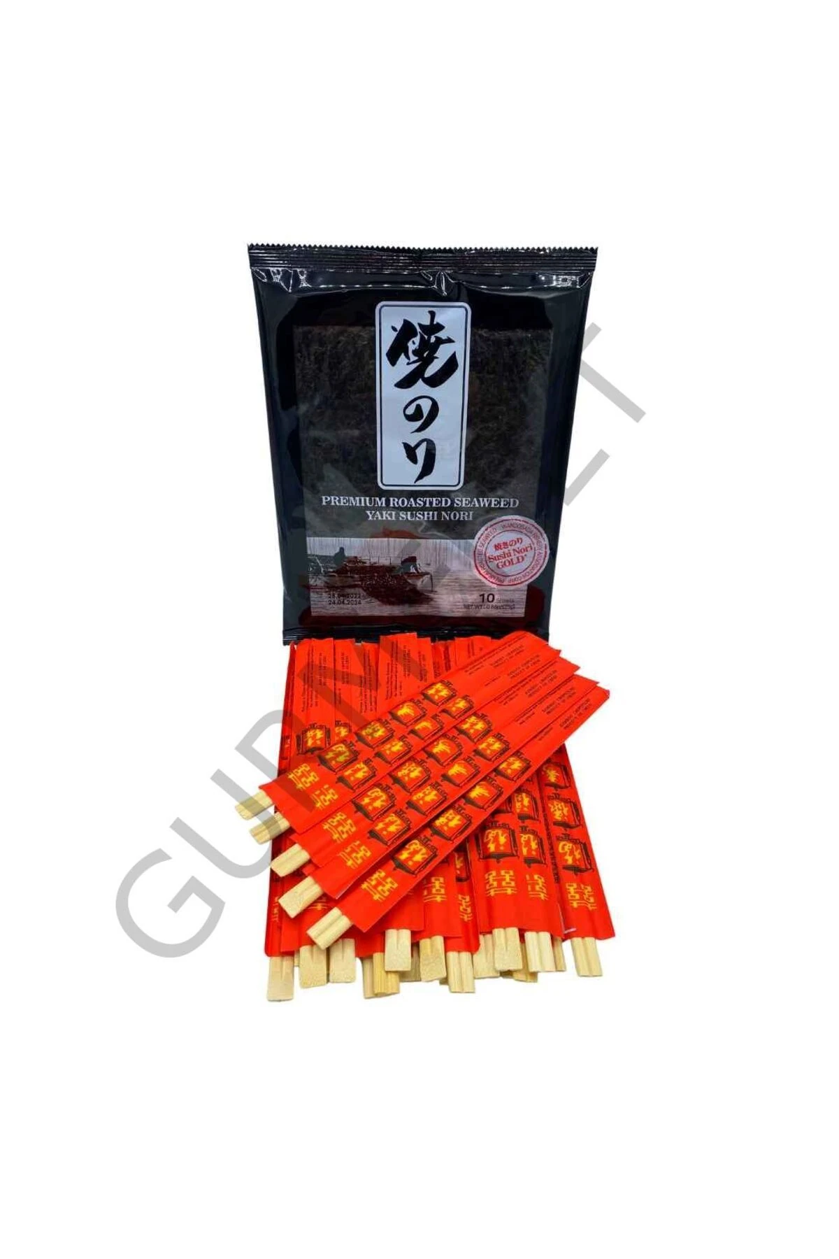 Seafood Sushi Yosunu Yaki Sushi Nori Gold Premium 10 Yaprak + Chopstick 25 Çift