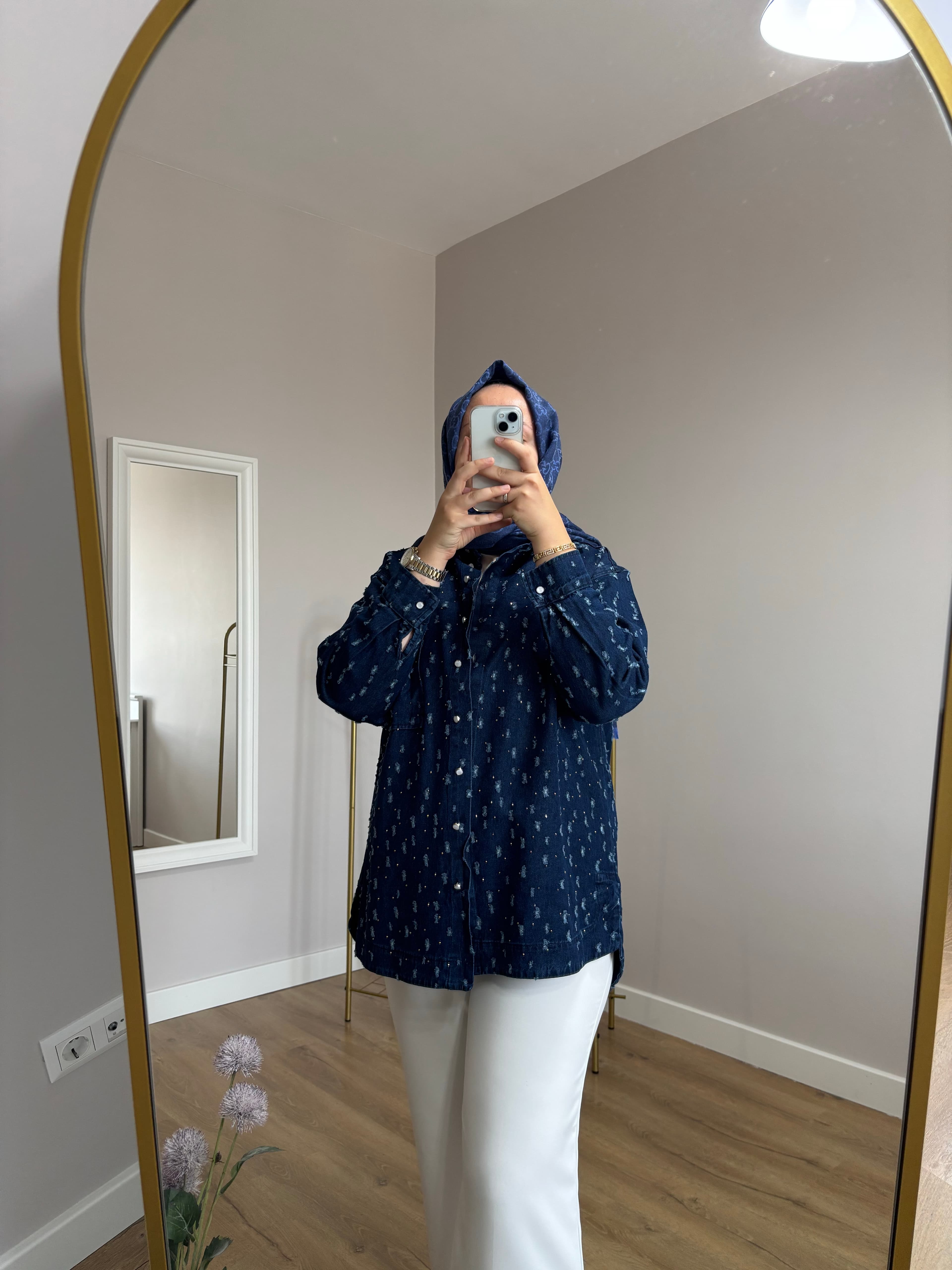 Taşlı Denim Ceket