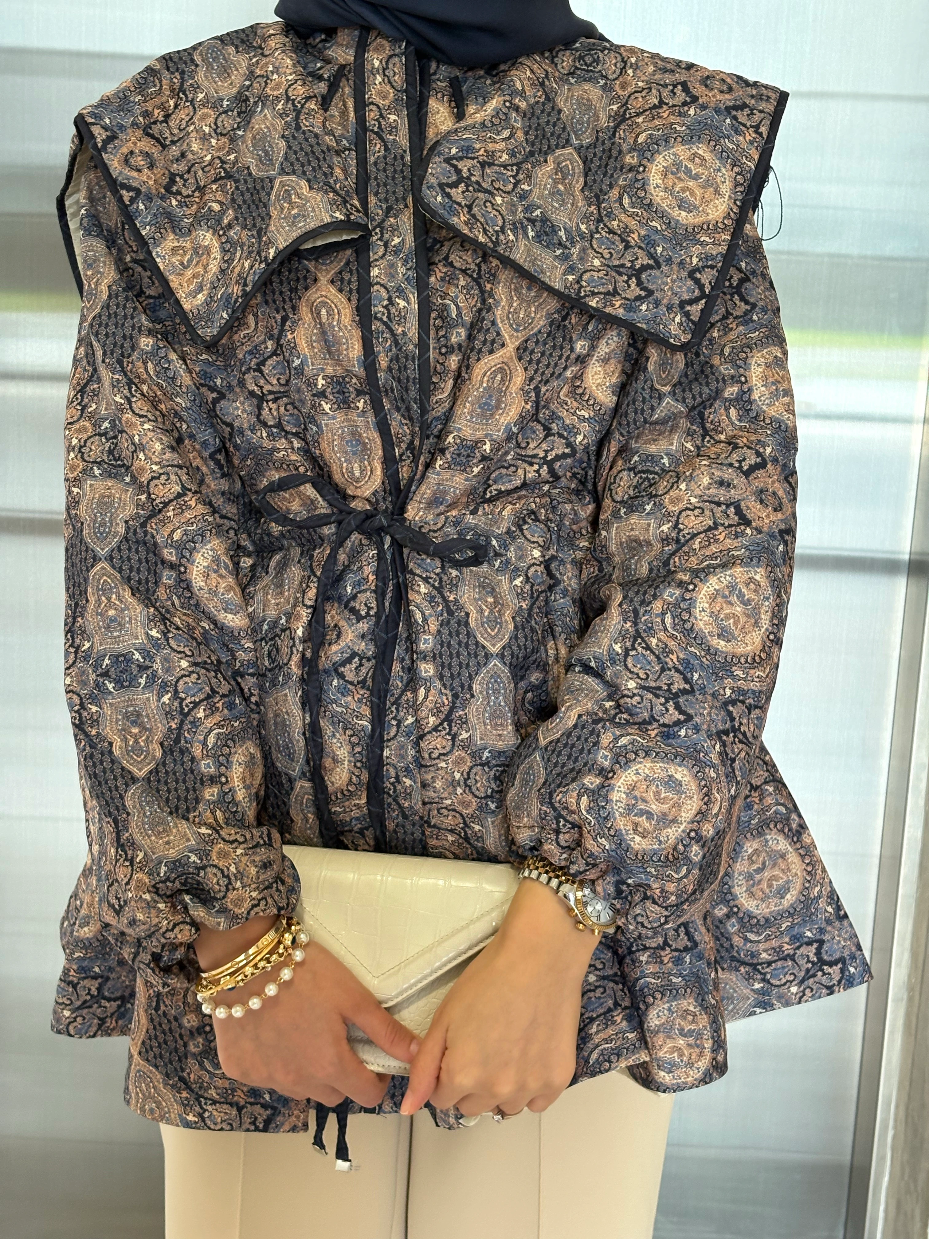 Velina Desenli Biyeli Mont