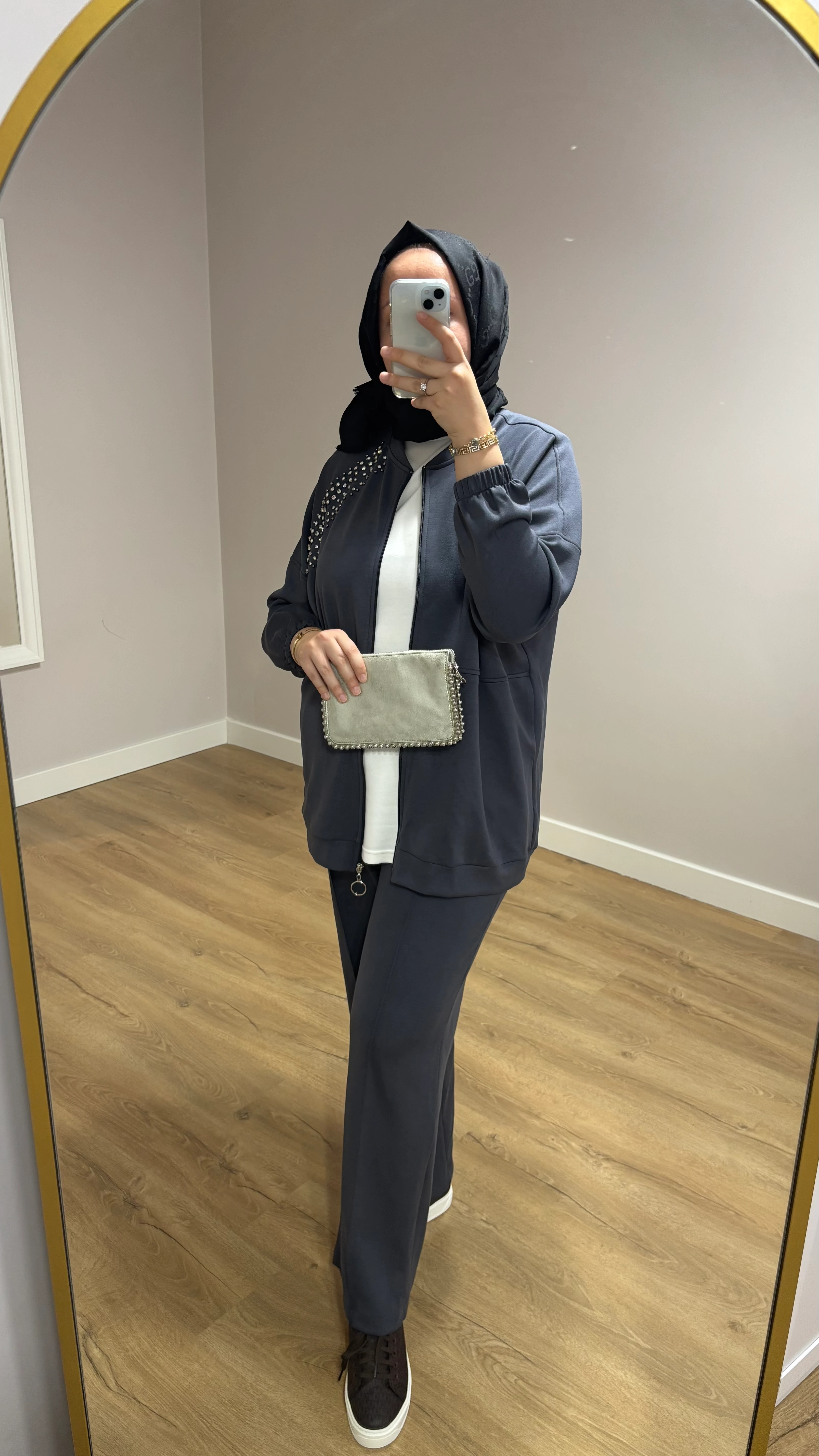 Taşlı Bomber Oysho Takım - Antrasit