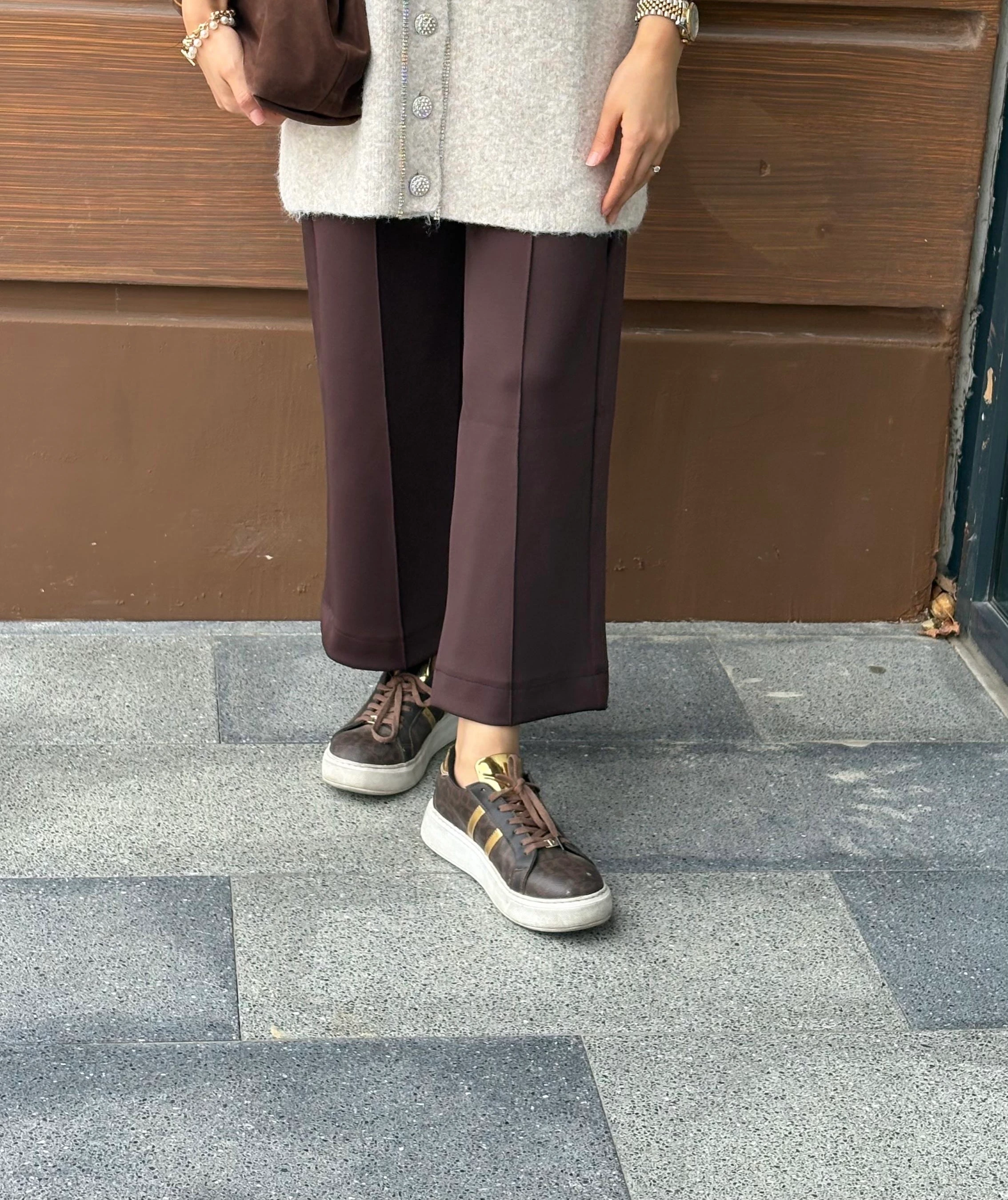 kahverengi Çımalı scuba pantolon