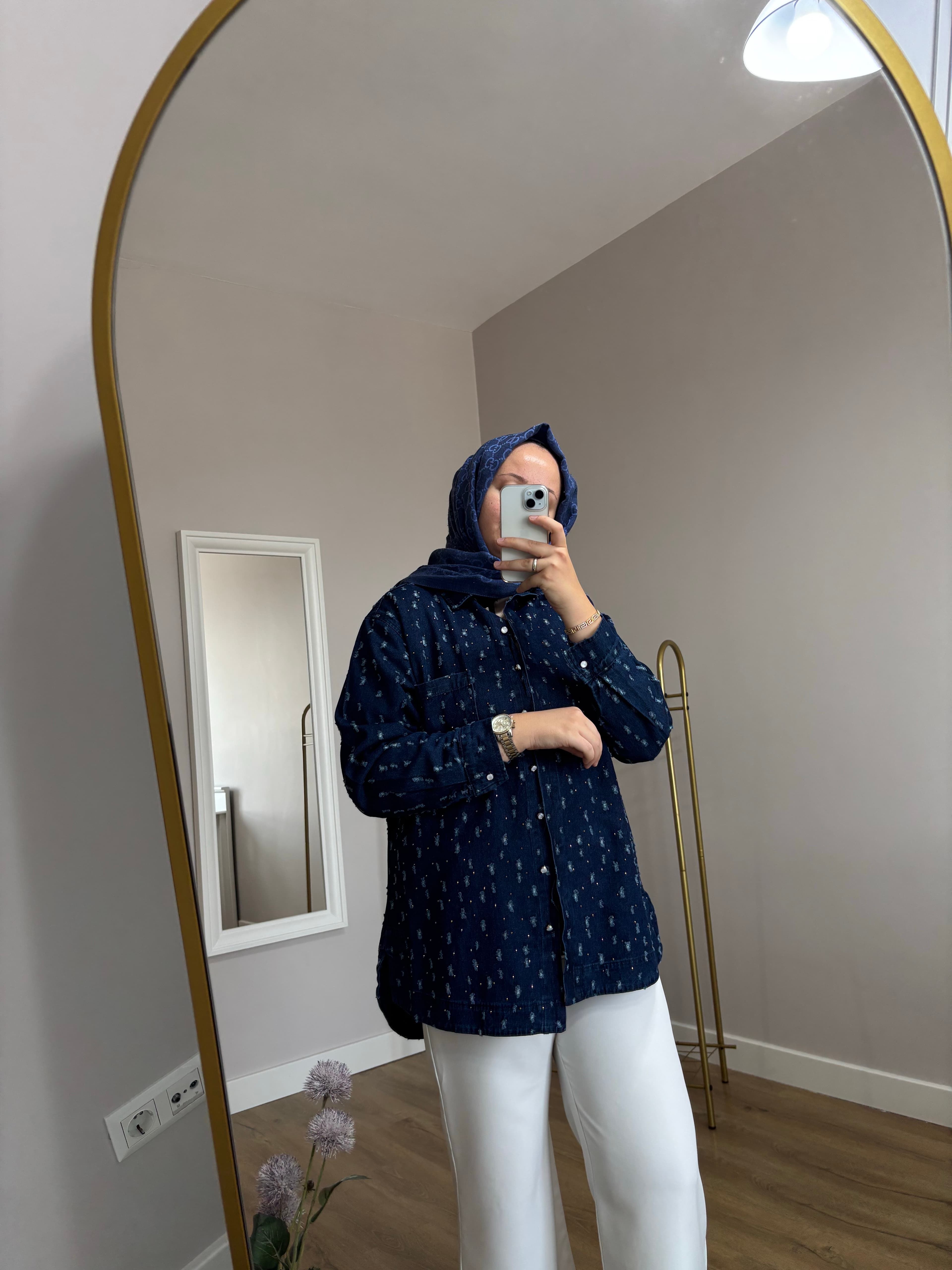 Taşlı Denim Ceket