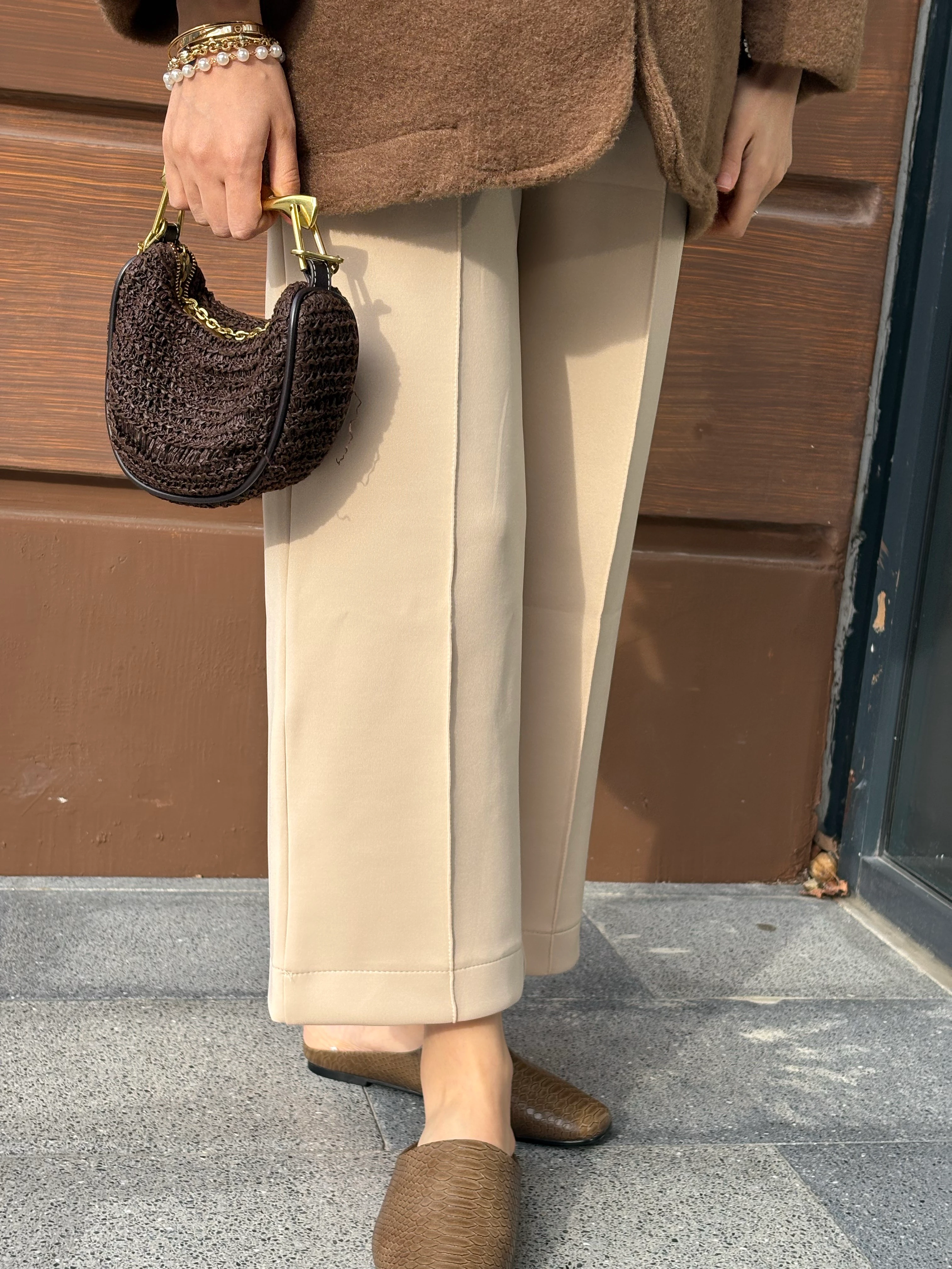 Krem Çımalı scuba pantolon 